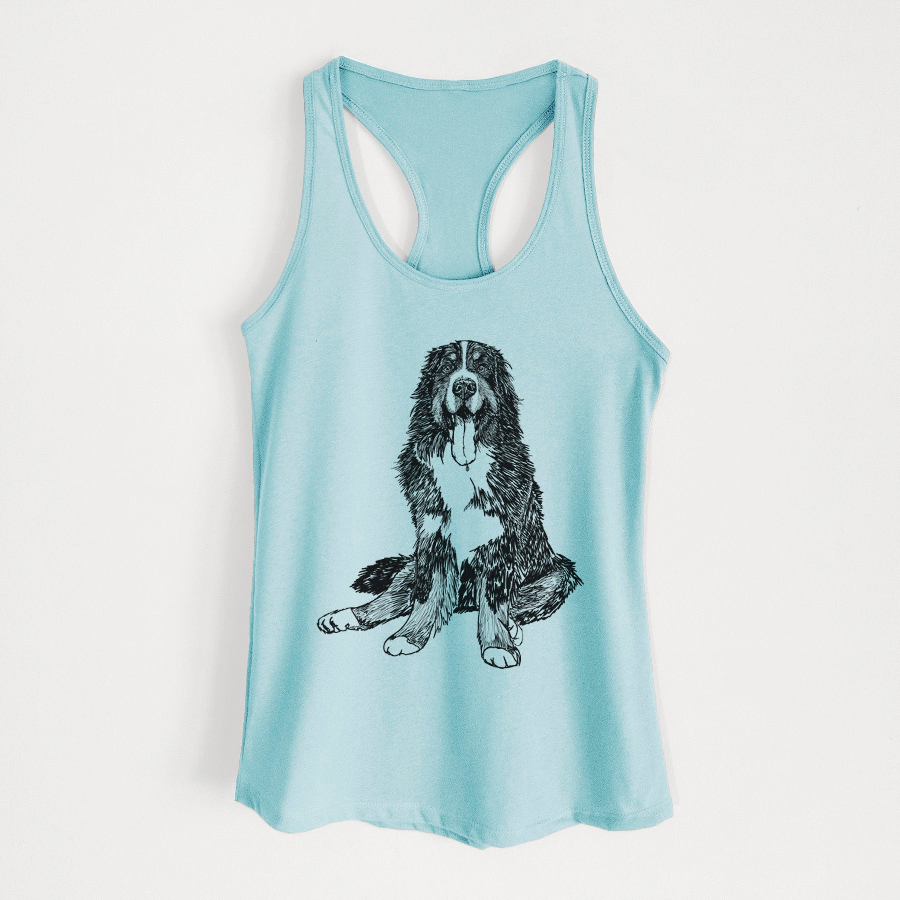 Doodled Moose the Bernese Mountain Dog - Women's Racerback Tanktop