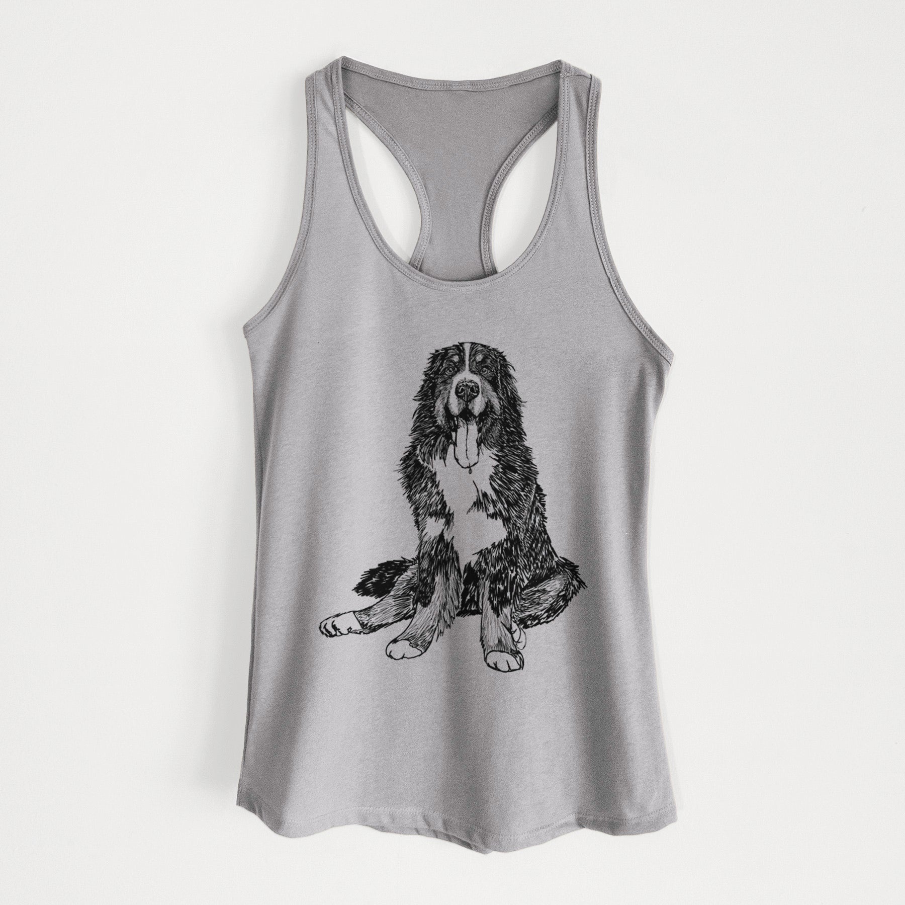 Doodled Moose the Bernese Mountain Dog - Women's Racerback Tanktop