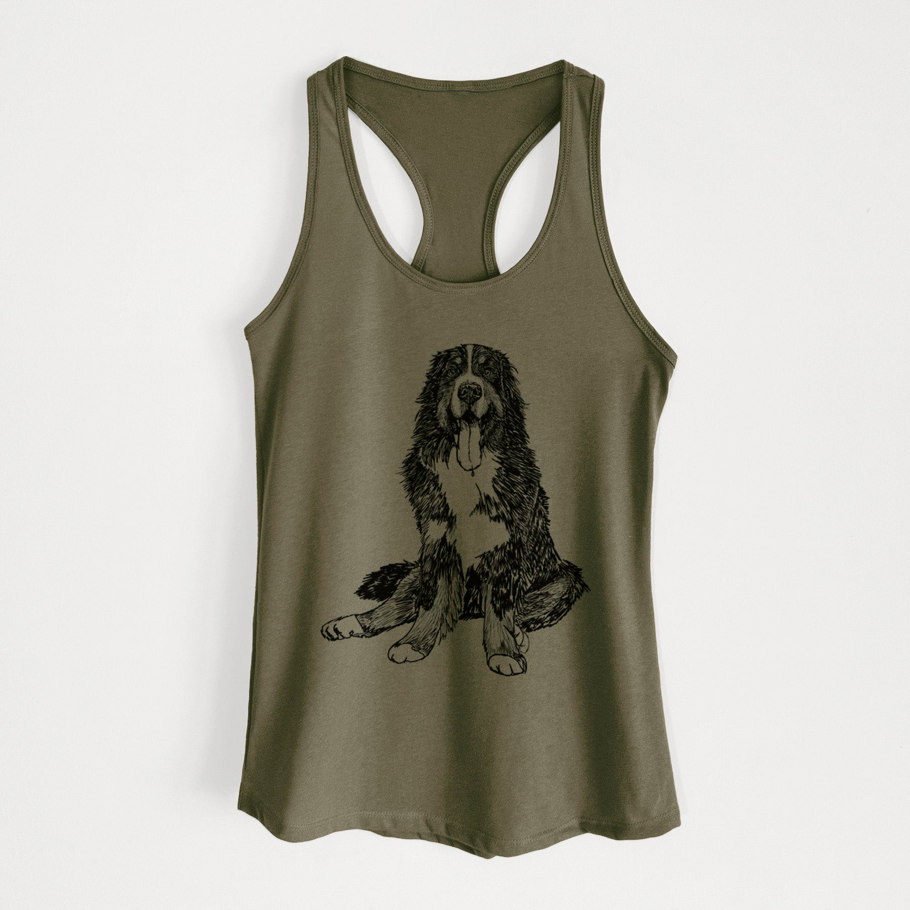 Doodled Moose the Bernese Mountain Dog - Women's Racerback Tanktop