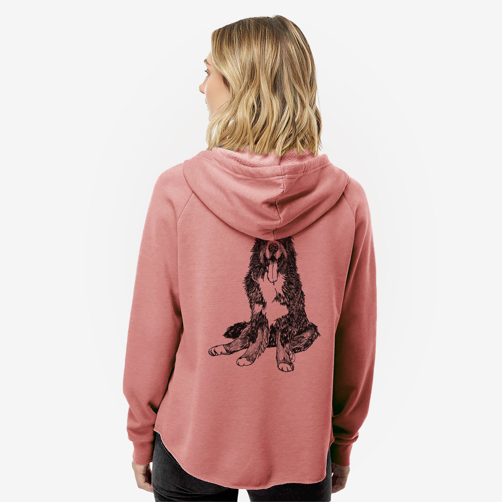 Doodled Moose the Bernese Mountain Dog - Women's Cali Wave Zip-Up Sweatshirt