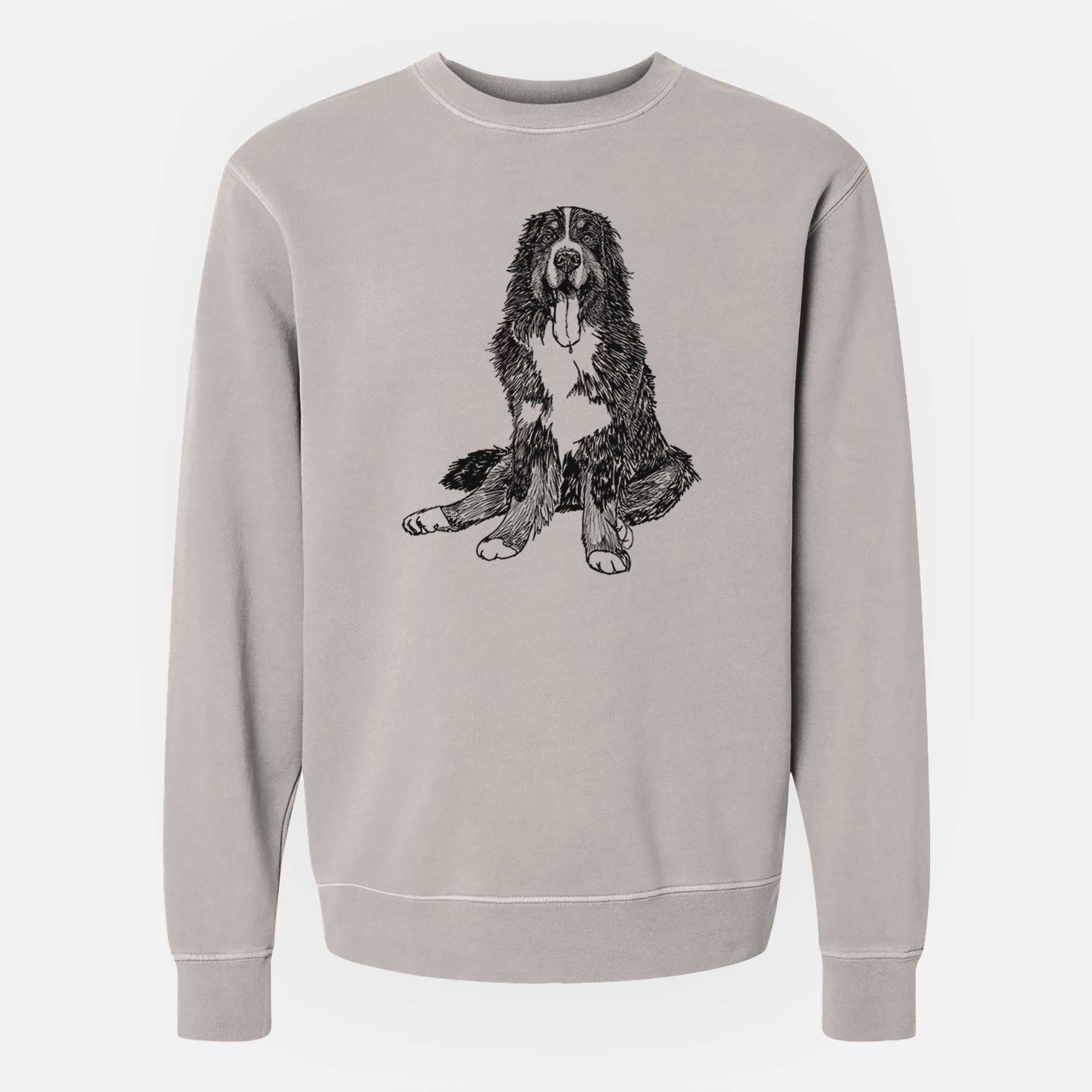 Doodled Moose the Bernese Mountain Dog - Unisex Pigment Dyed Crew Sweatshirt