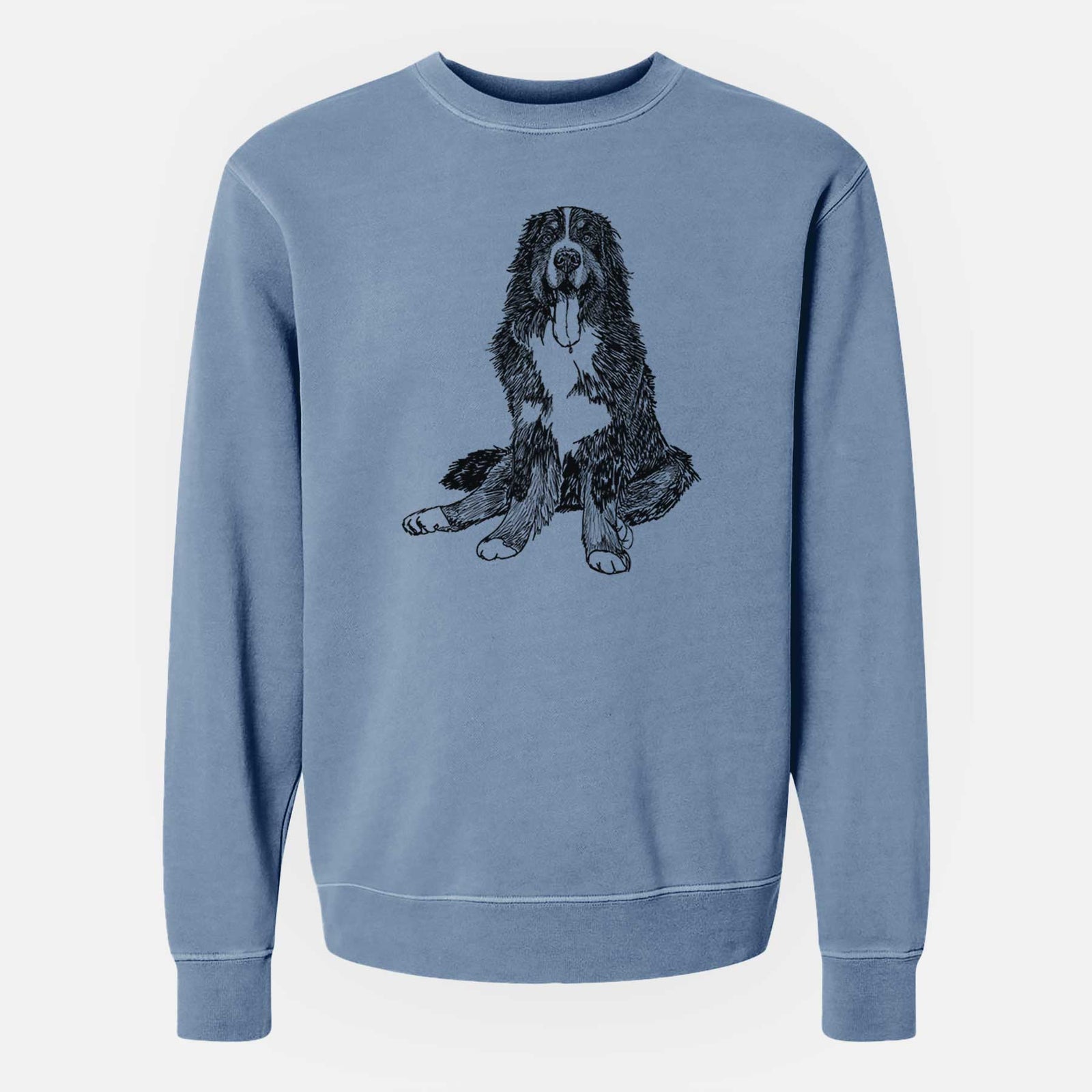 Doodled Moose the Bernese Mountain Dog - Unisex Pigment Dyed Crew Sweatshirt