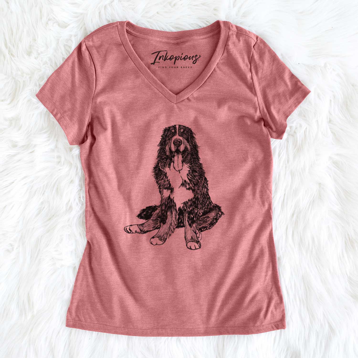 Doodled Moose the Bernese Mountain Dog - Women's V-neck Shirt