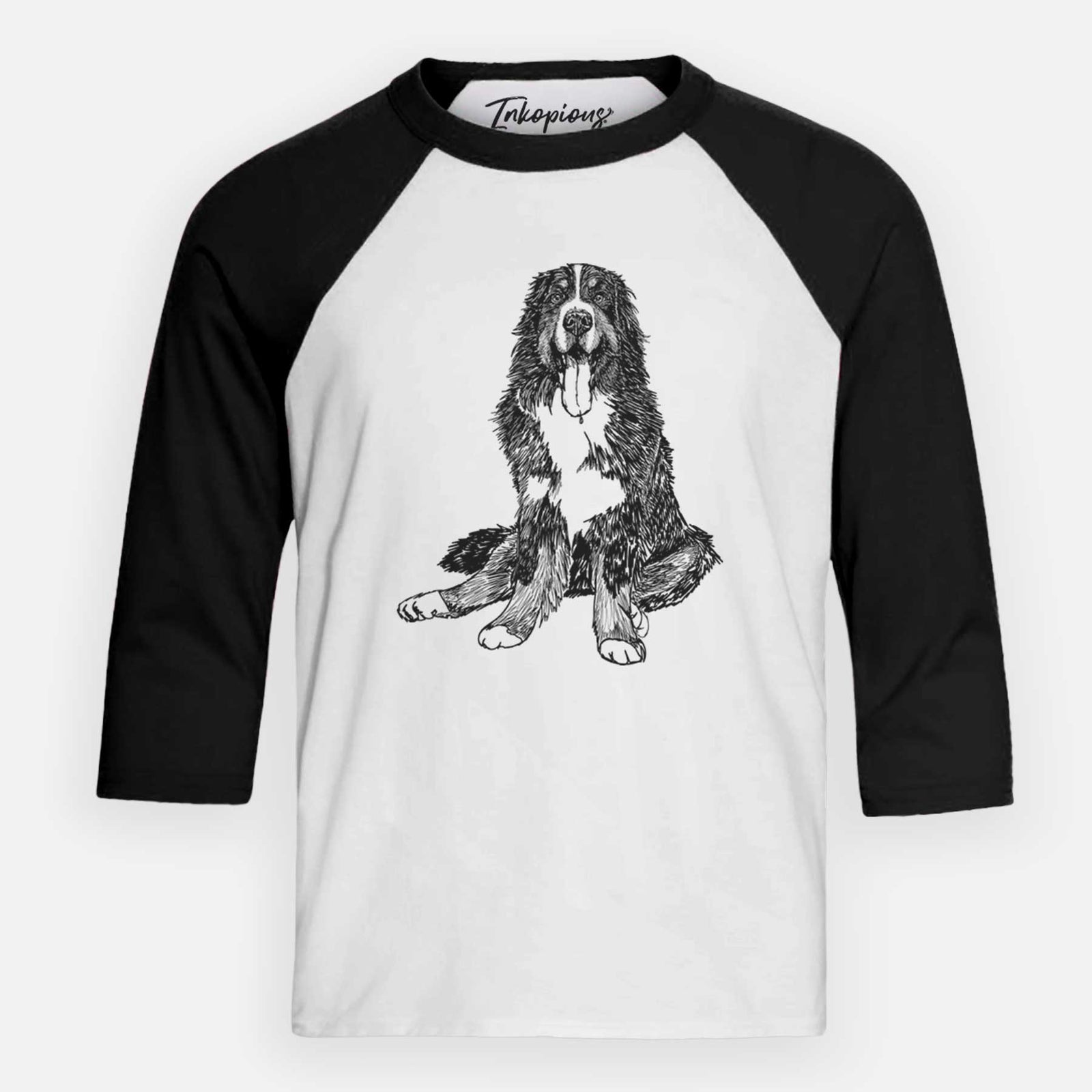 Doodled Moose the Bernese Mountain Dog - Youth 3/4 Long Sleeve