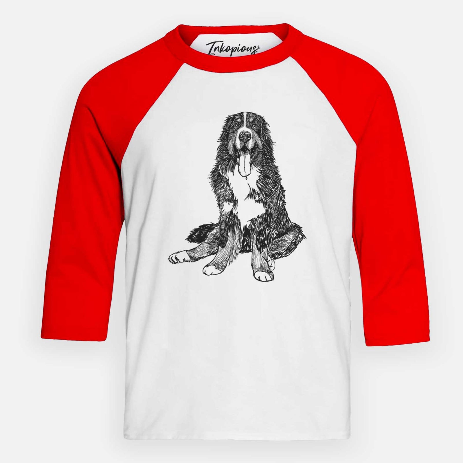 Doodled Moose the Bernese Mountain Dog - Youth 3/4 Long Sleeve