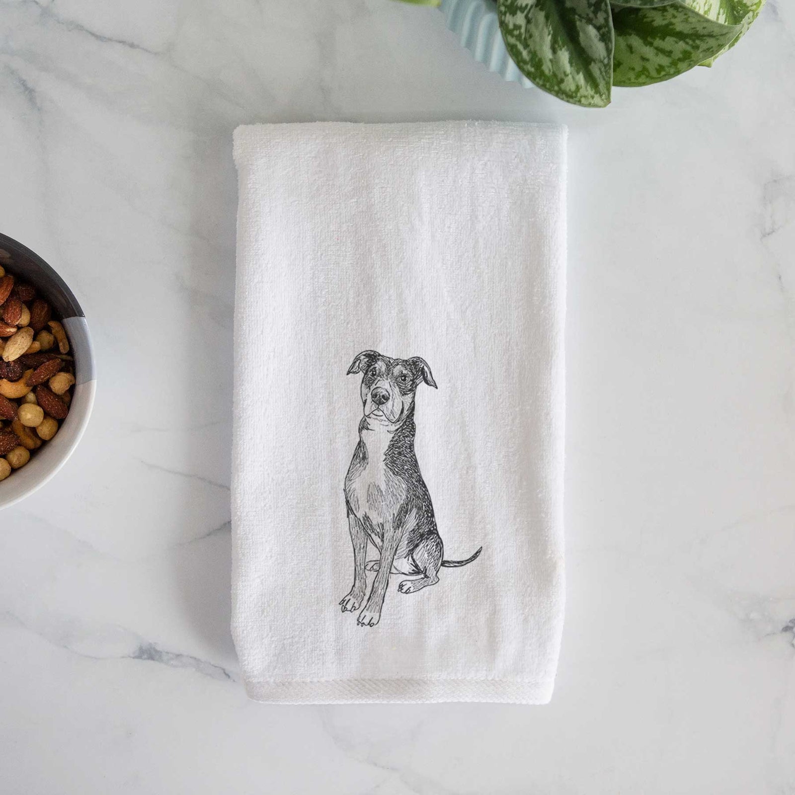 Doodled Moose the American Staffordshire Terrier Decorative Hand Towel