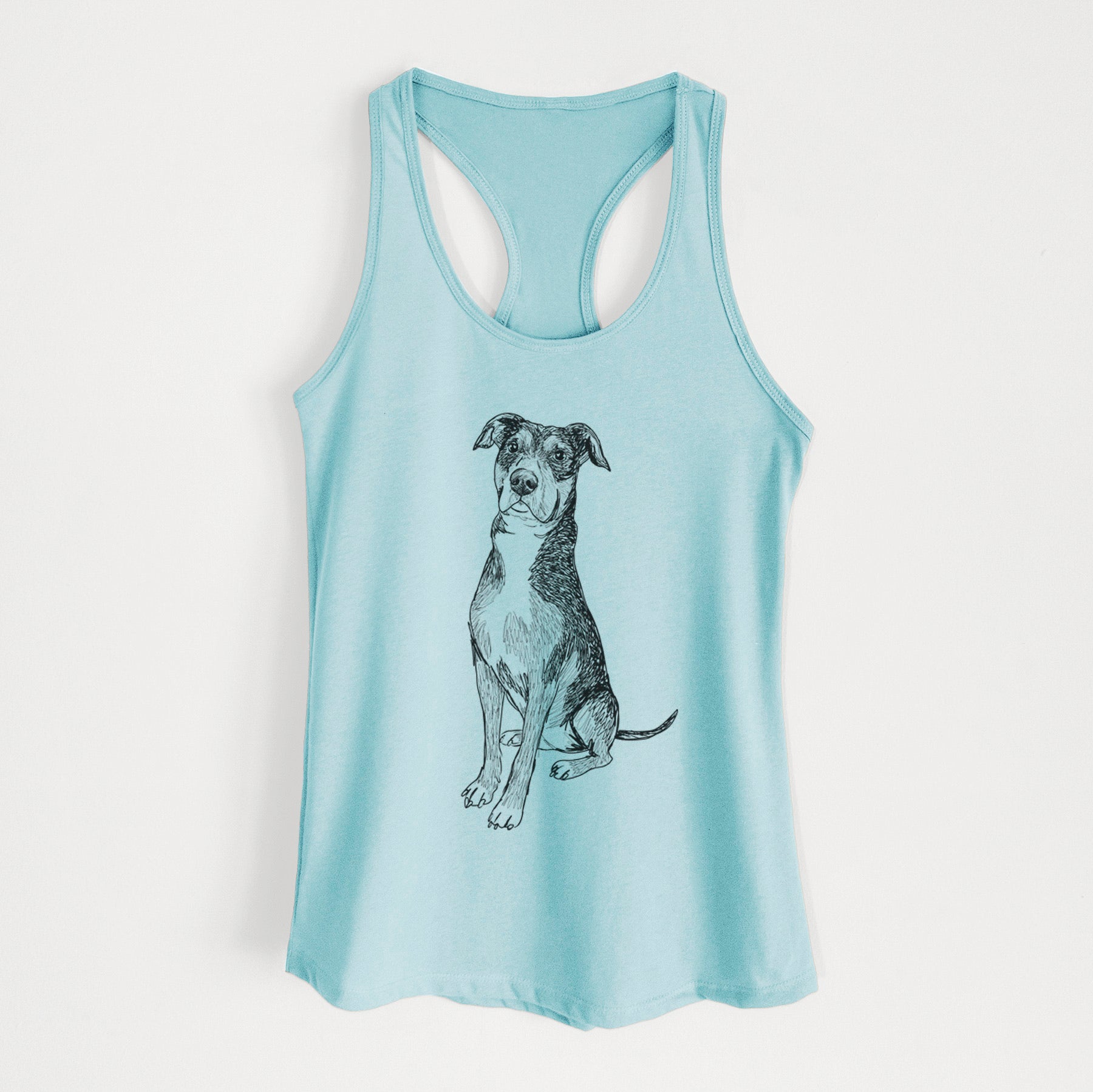 Doodled Moose the American Staffordshire Terrier - Women's Racerback Tanktop