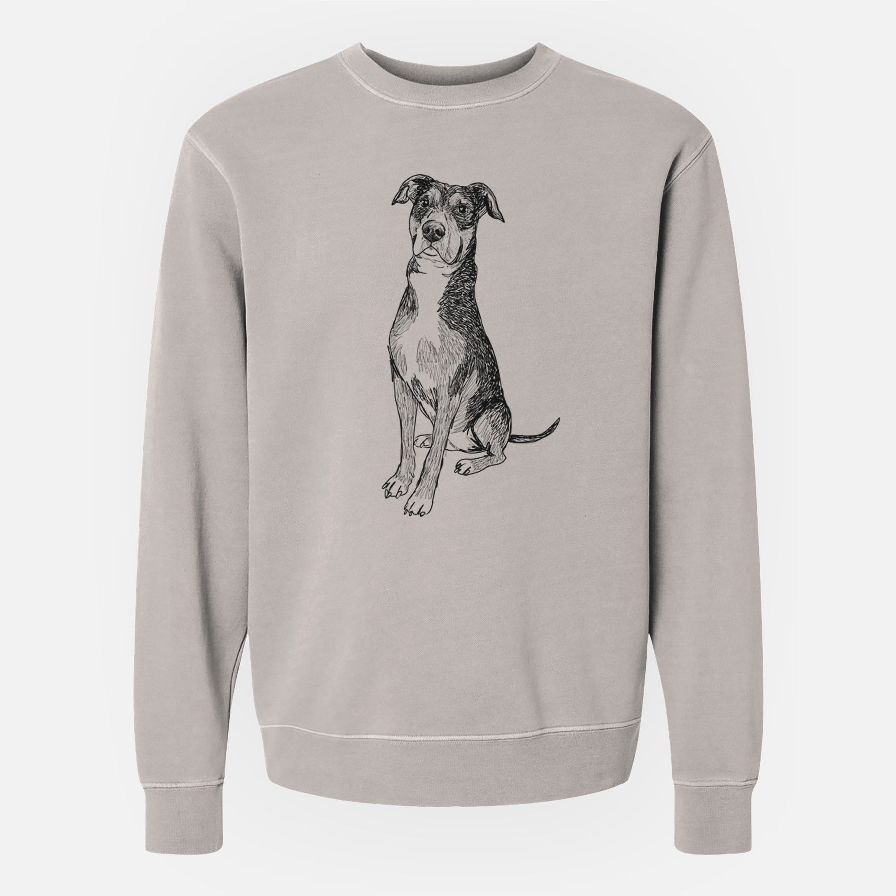 Doodled Moose the American Staffordshire Terrier - Unisex Pigment Dyed Crew Sweatshirt