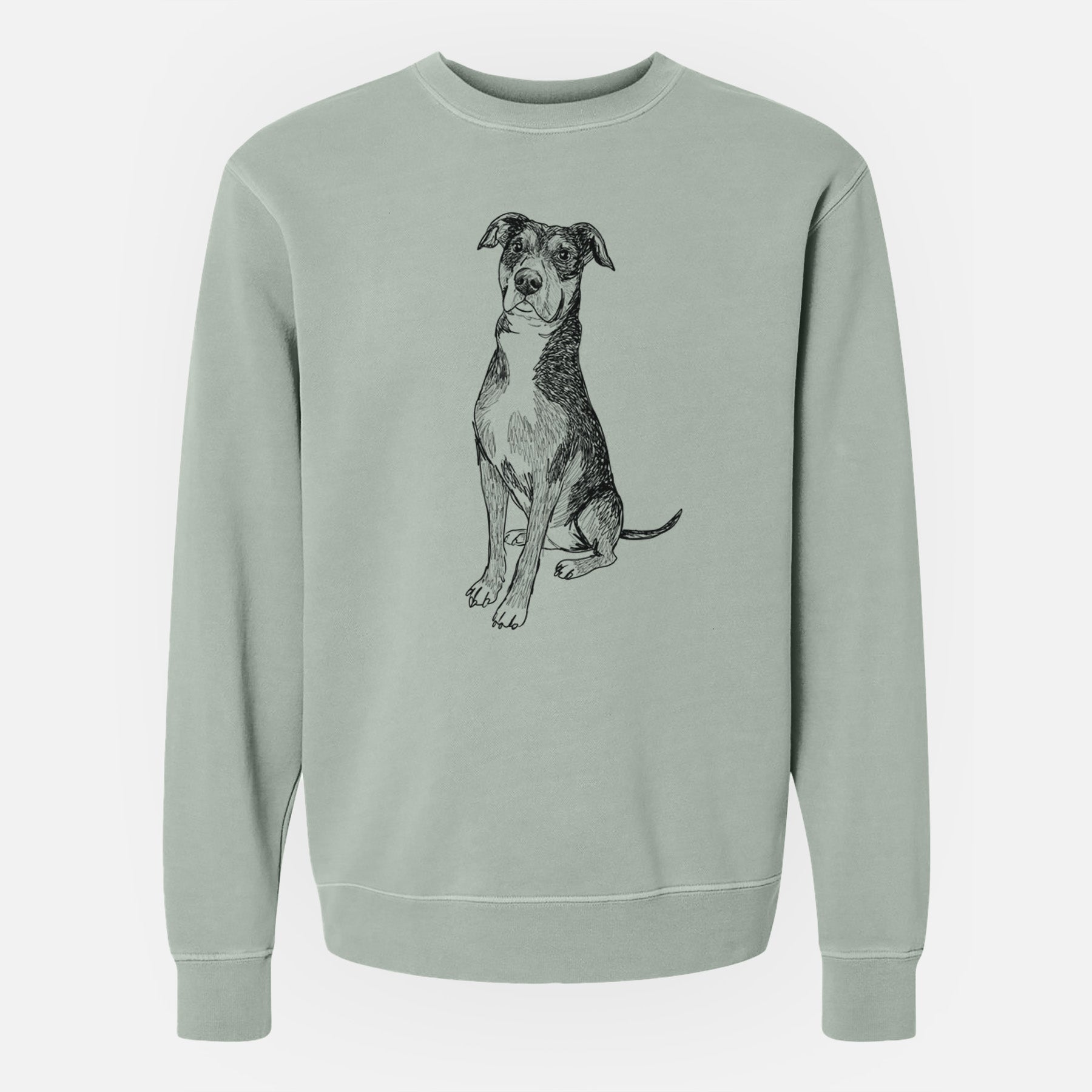 Doodled Moose the American Staffordshire Terrier - Unisex Pigment Dyed Crew Sweatshirt