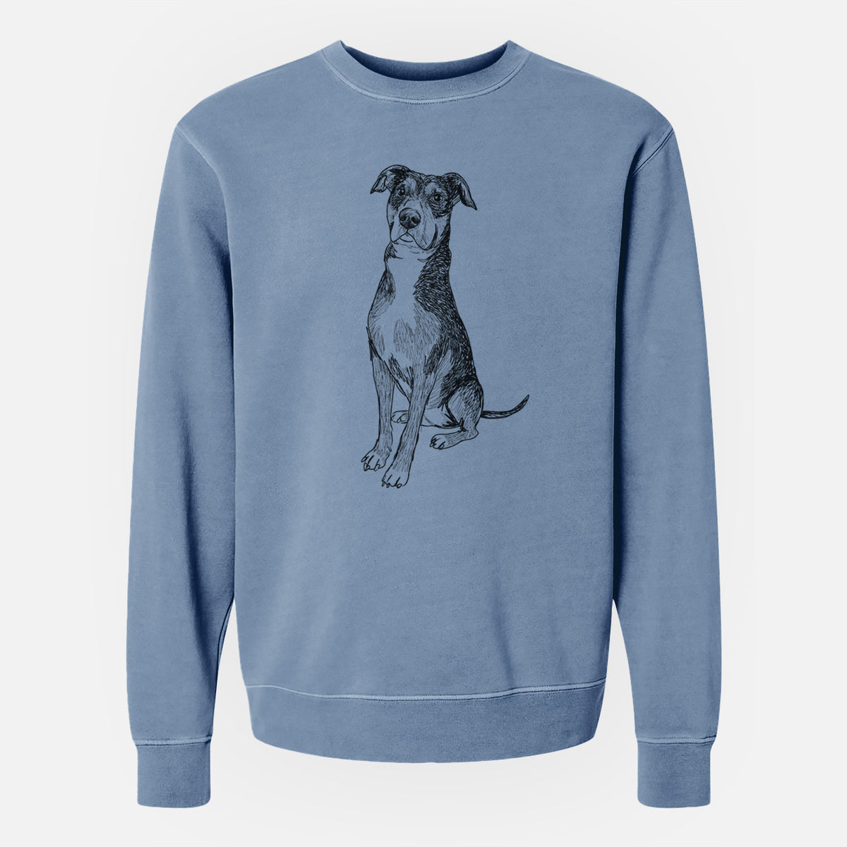 Doodled Moose the American Staffordshire Terrier - Unisex Pigment Dyed Crew Sweatshirt