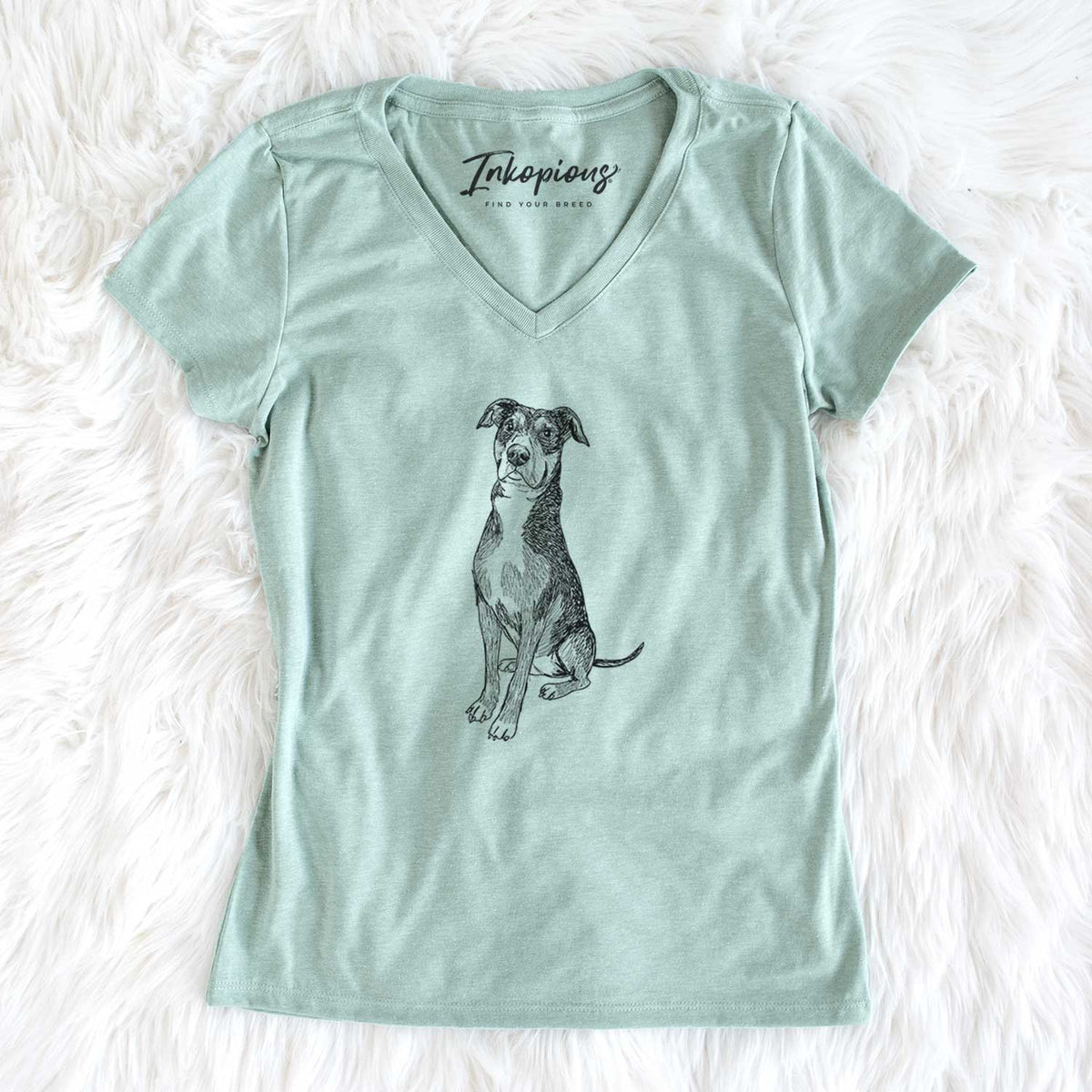 Doodled Moose the American Staffordshire Terrier - Women&#39;s V-neck Shirt