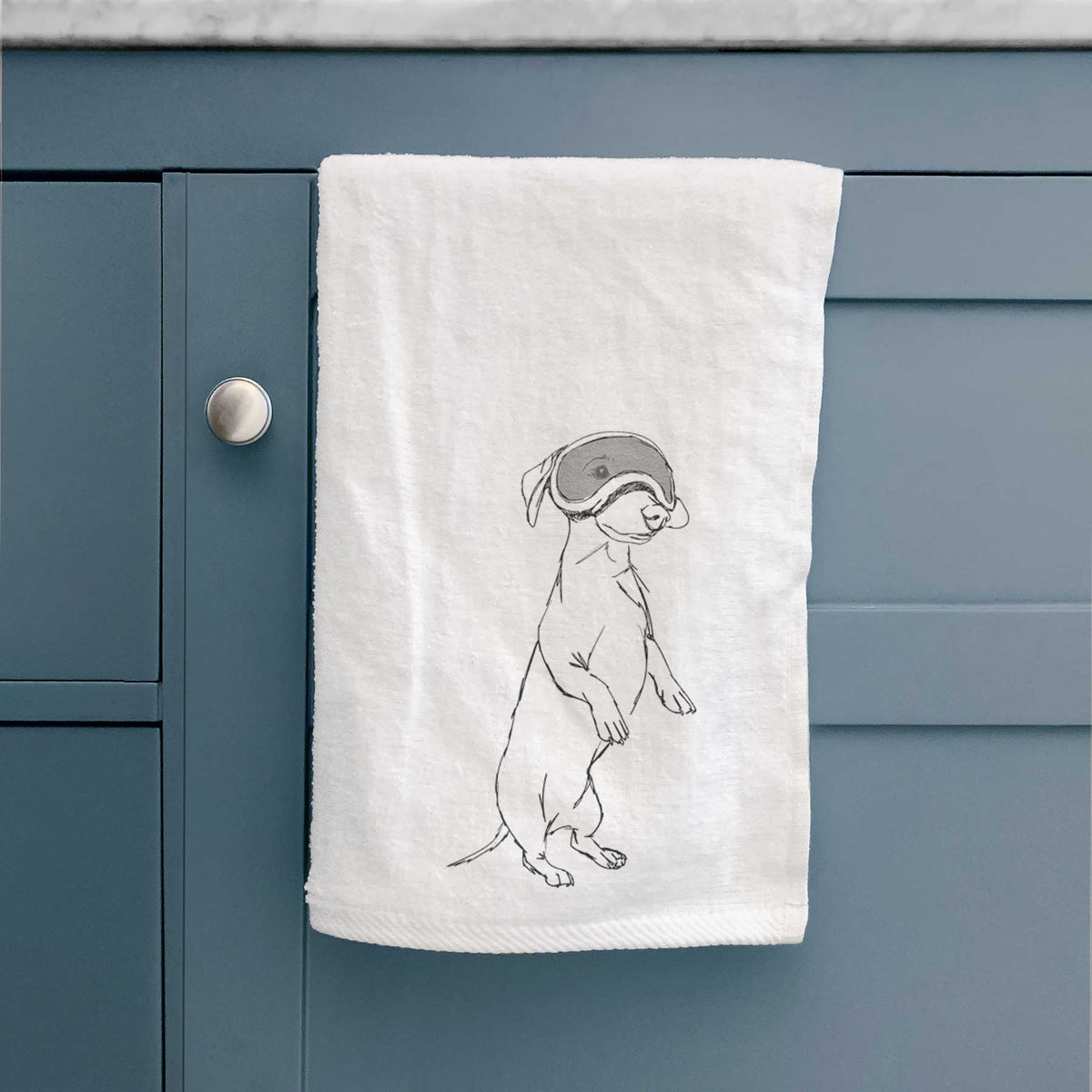 Doodled Moose the Mini Dachshund Decorative Hand Towel