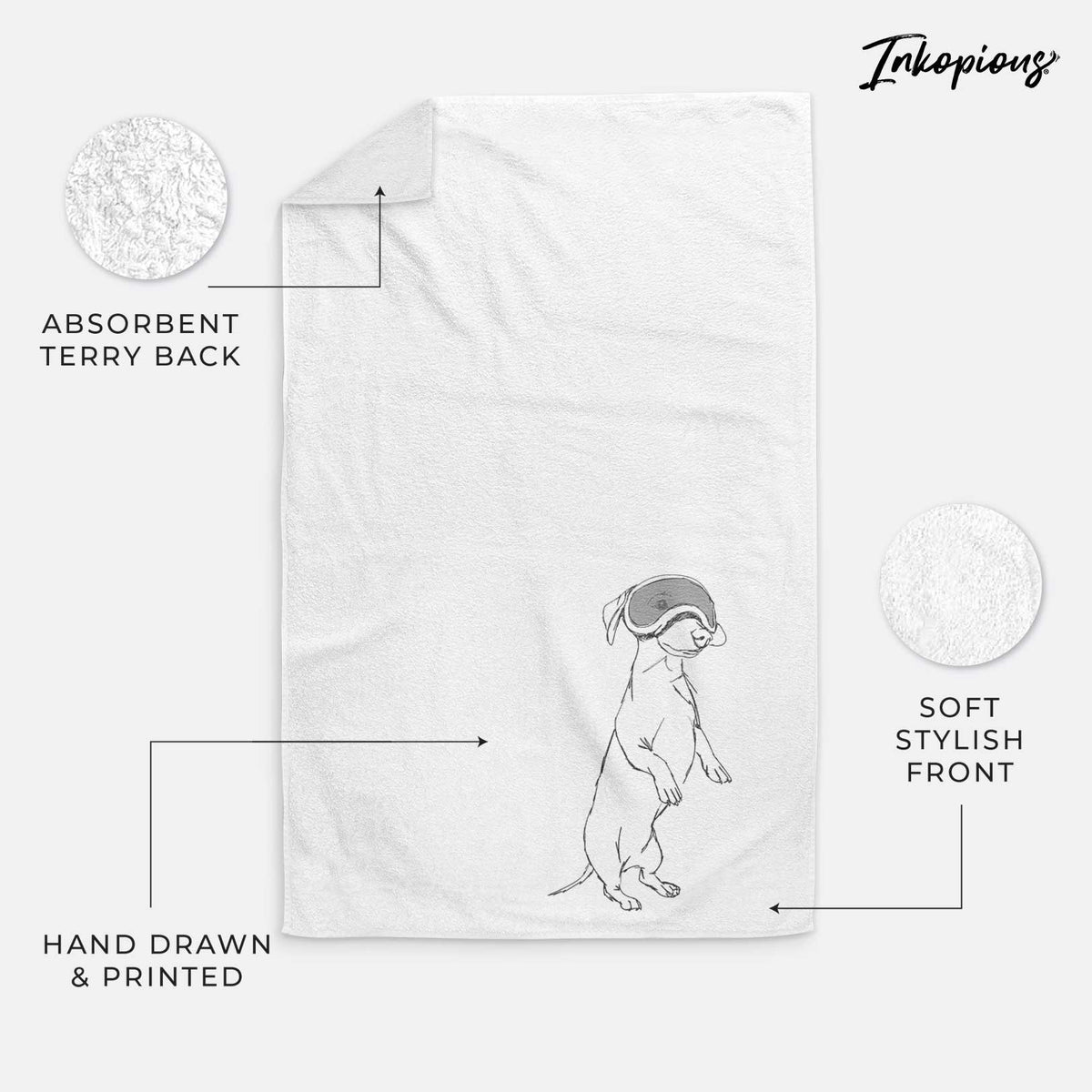 Doodled Moose the Mini Dachshund Decorative Hand Towel