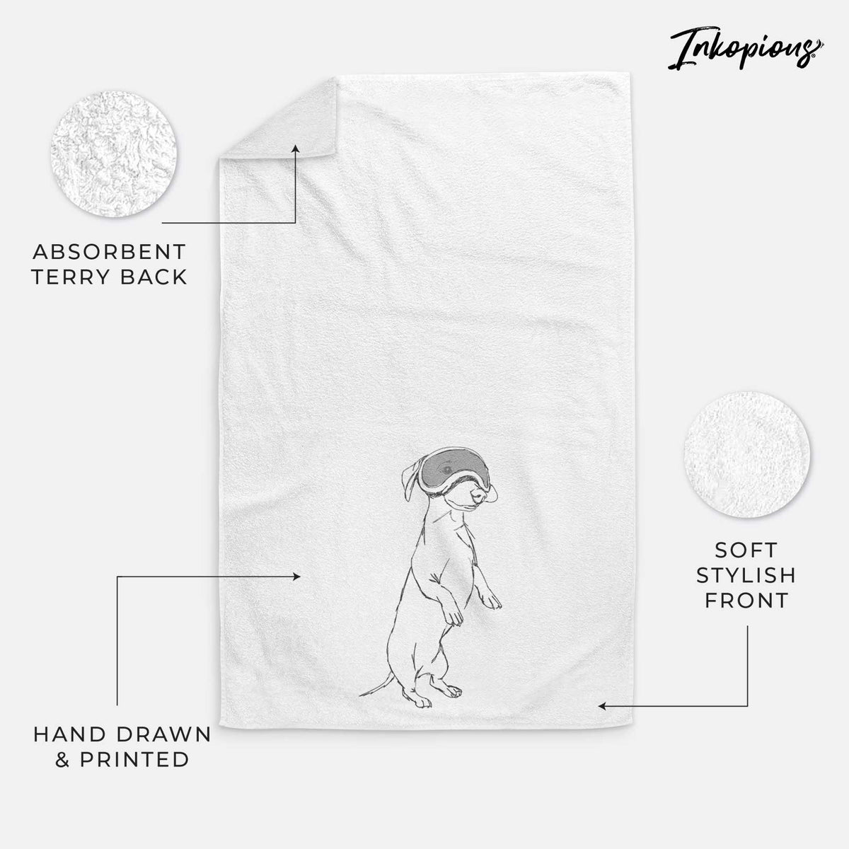 Doodled Moose the Mini Dachshund Decorative Hand Towel