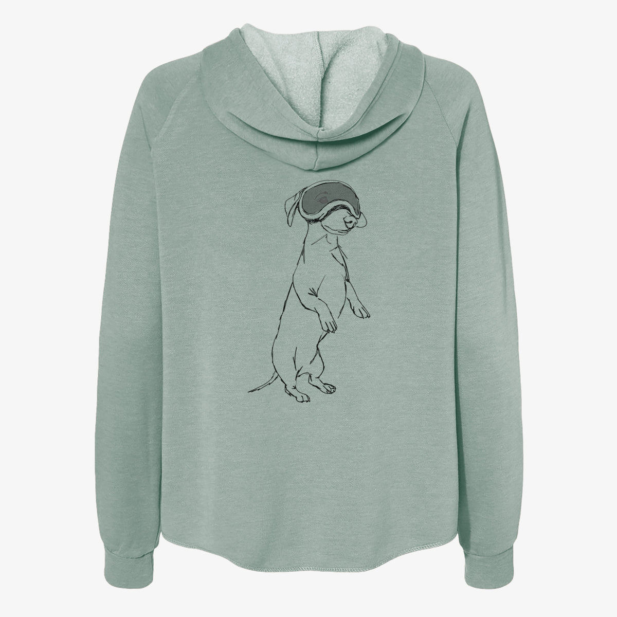 Doodled Moose the Mini Dachshund - Women's Cali Wave Zip-Up Sweatshirt