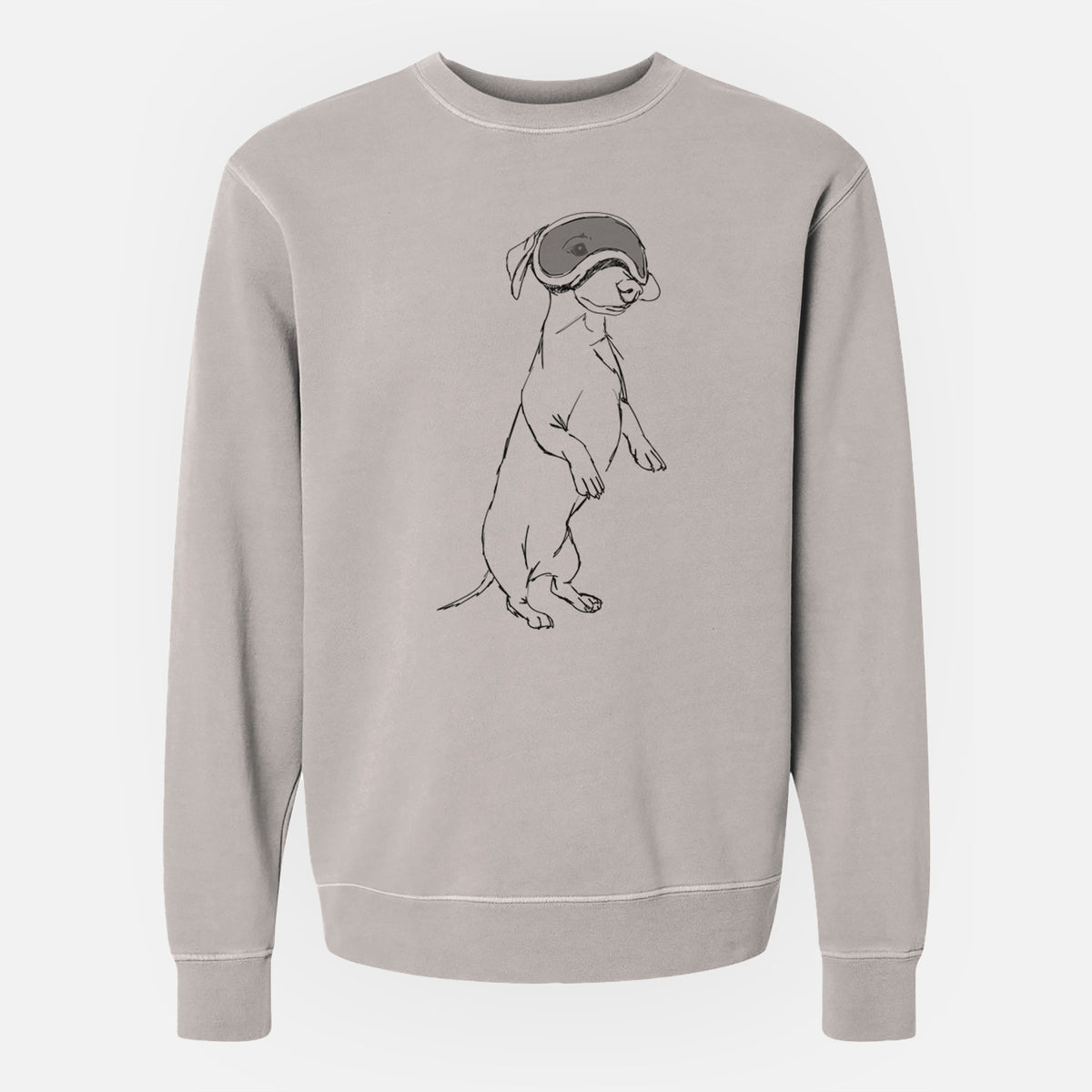 Doodled Moose the Mini Dachshund - Unisex Pigment Dyed Crew Sweatshirt