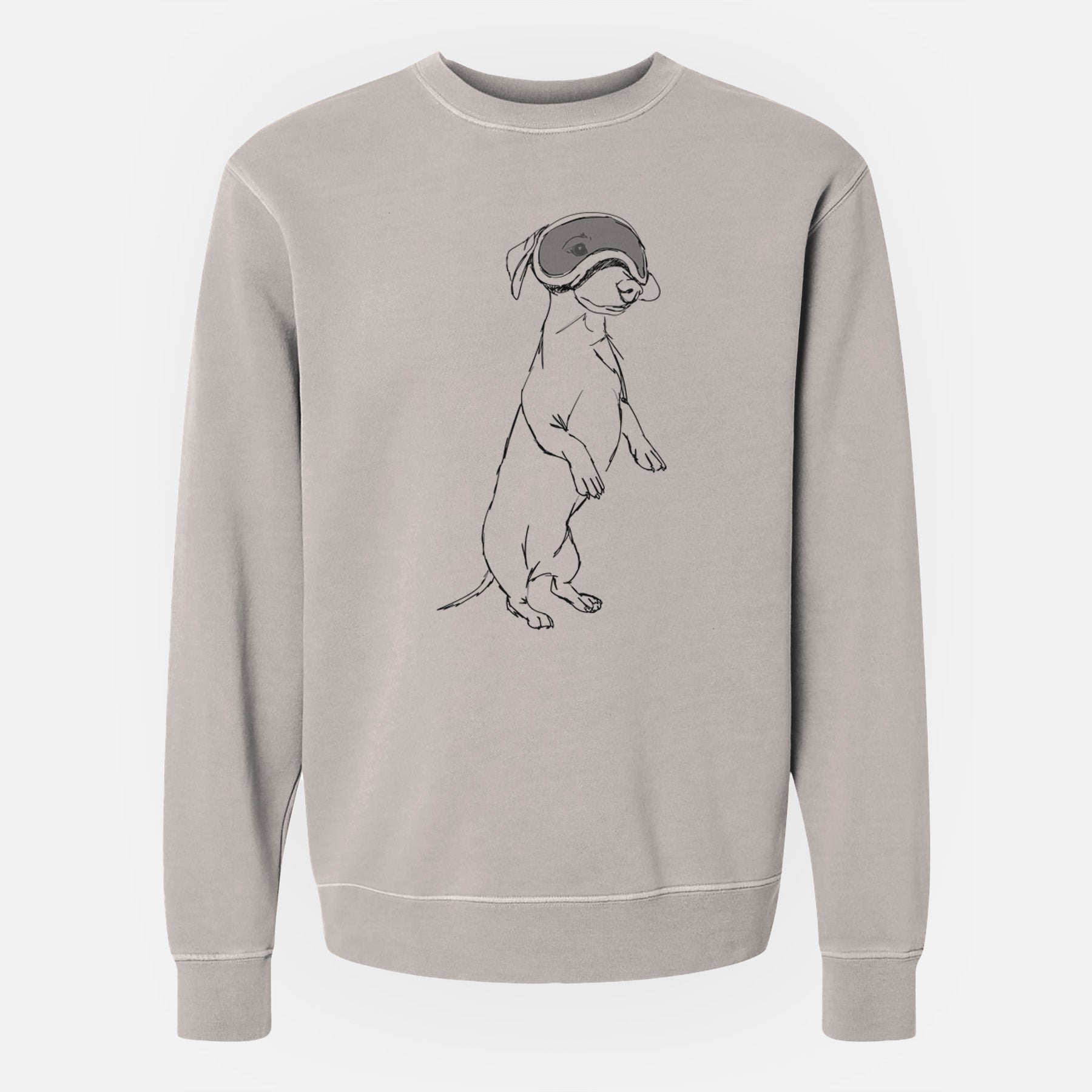 Doodled Moose the Mini Dachshund - Unisex Pigment Dyed Crew Sweatshirt