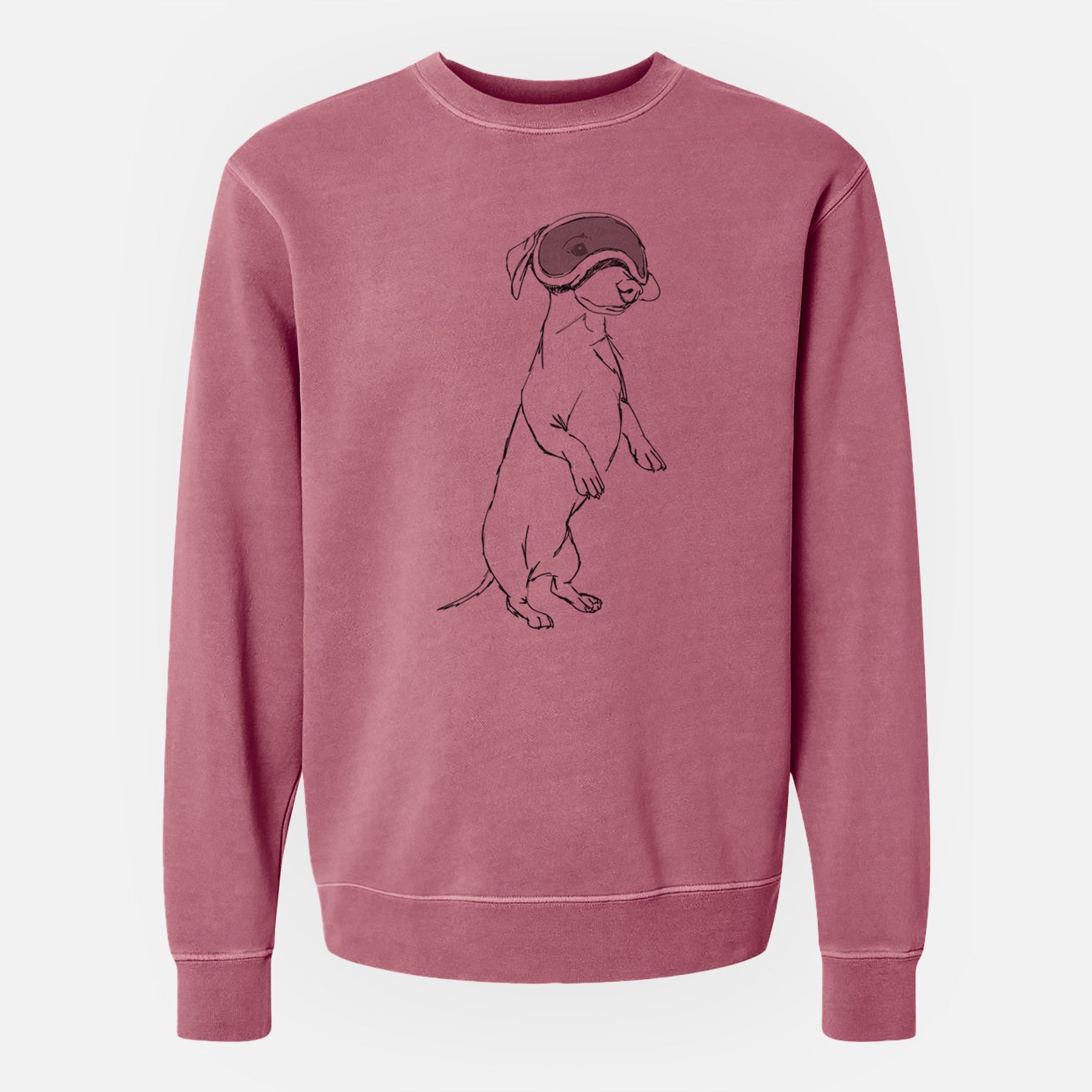 Doodled Moose the Mini Dachshund - Unisex Pigment Dyed Crew Sweatshirt