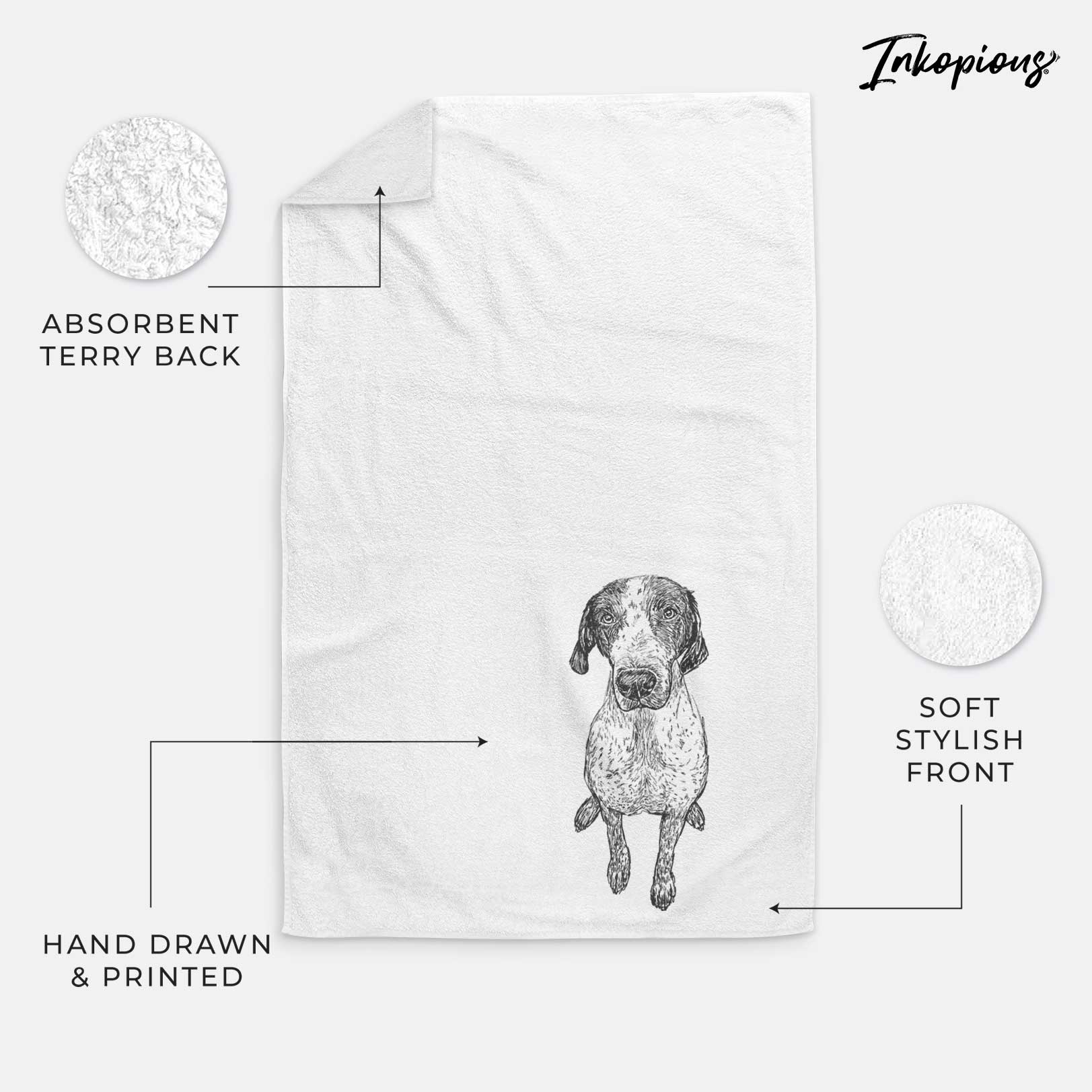 Doodled Mowgli the German Shorthaired Pointer Decorative Hand Towel