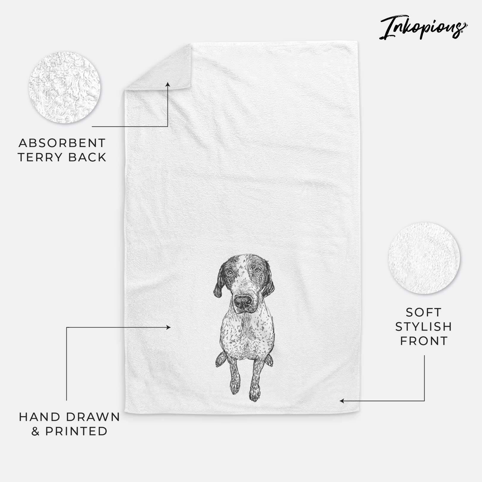 Doodled Mowgli the German Shorthaired Pointer Decorative Hand Towel