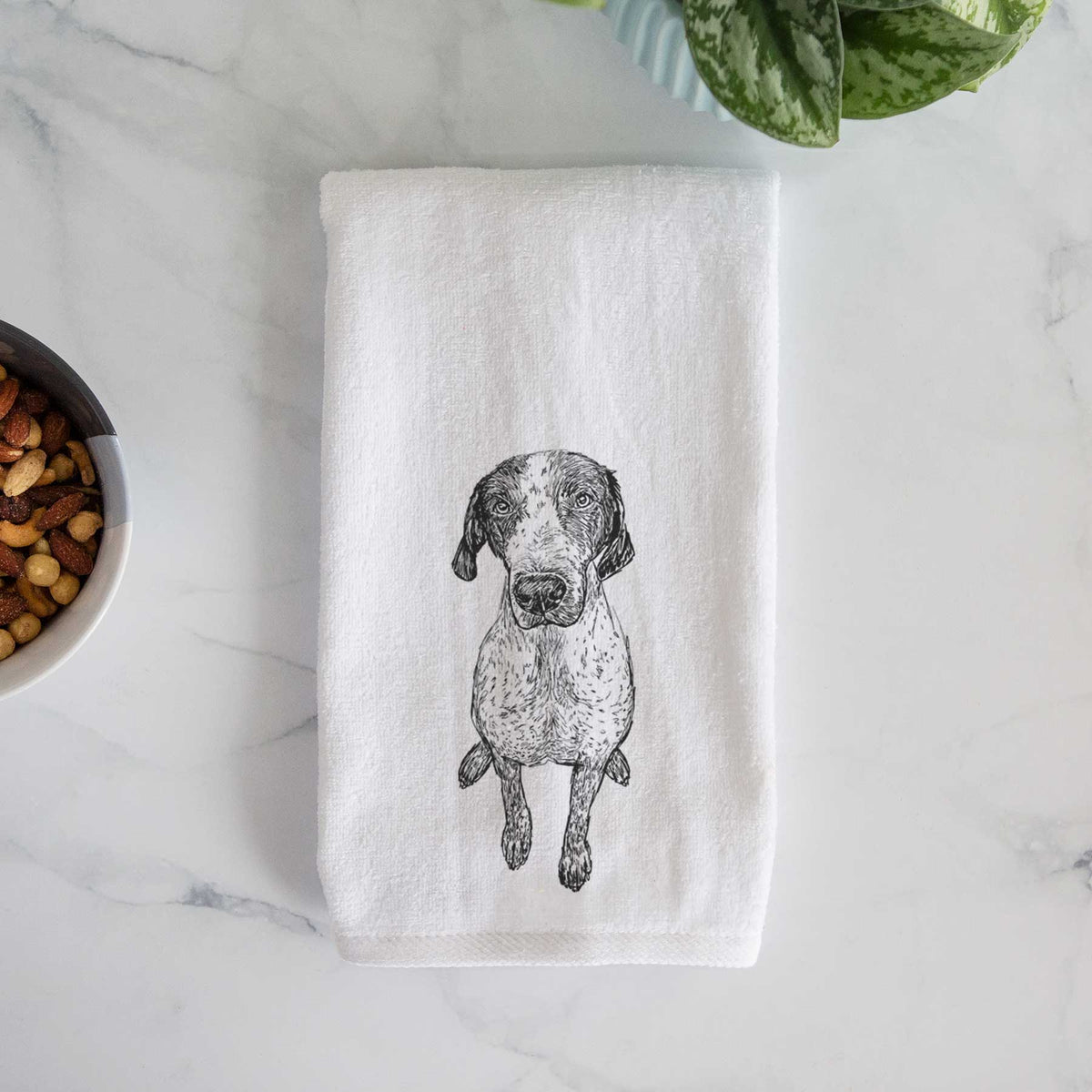 Doodled Mowgli the German Shorthaired Pointer Decorative Hand Towel