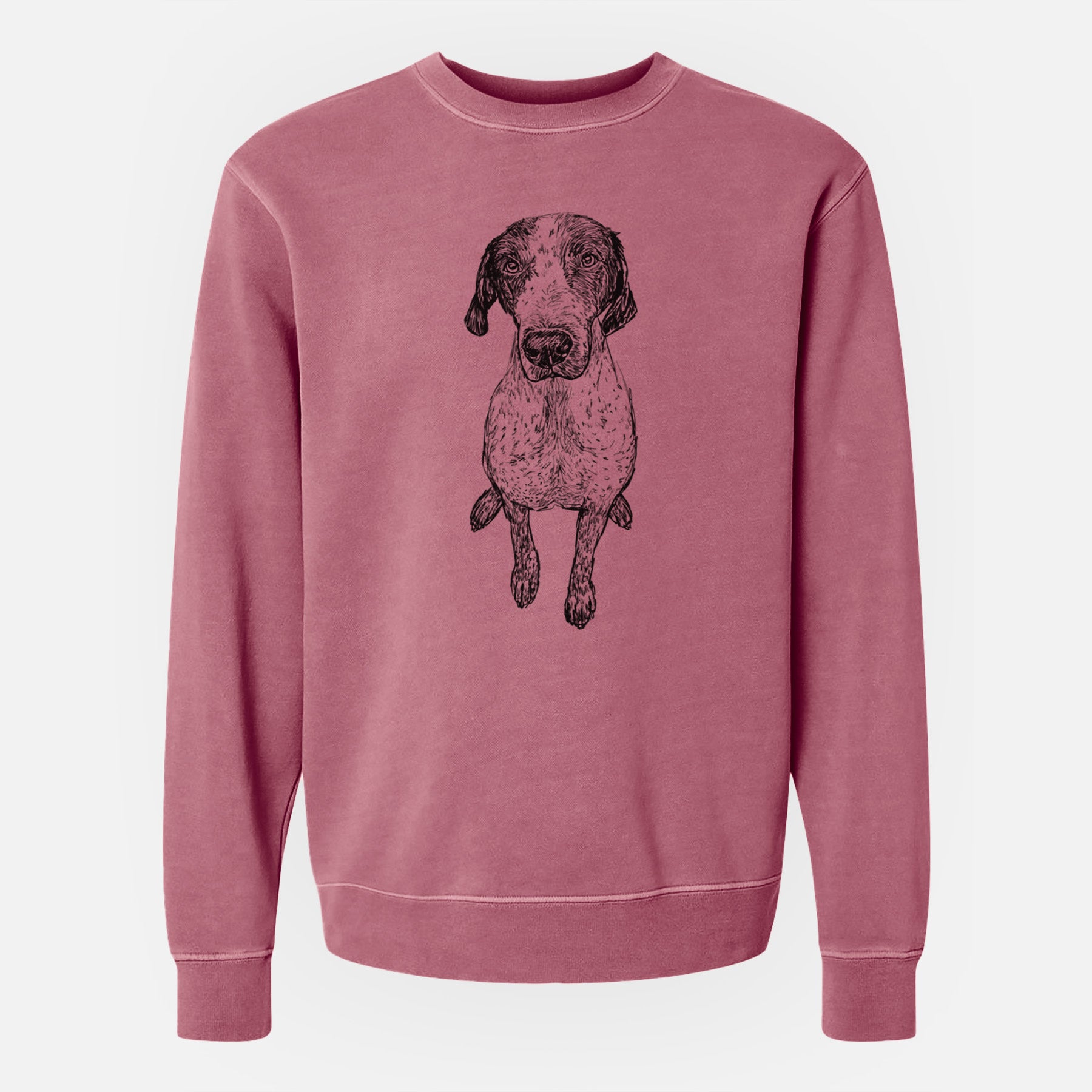 Doodled Mowgli the German Shorthaired Pointer - Unisex Pigment Dyed Crew Sweatshirt