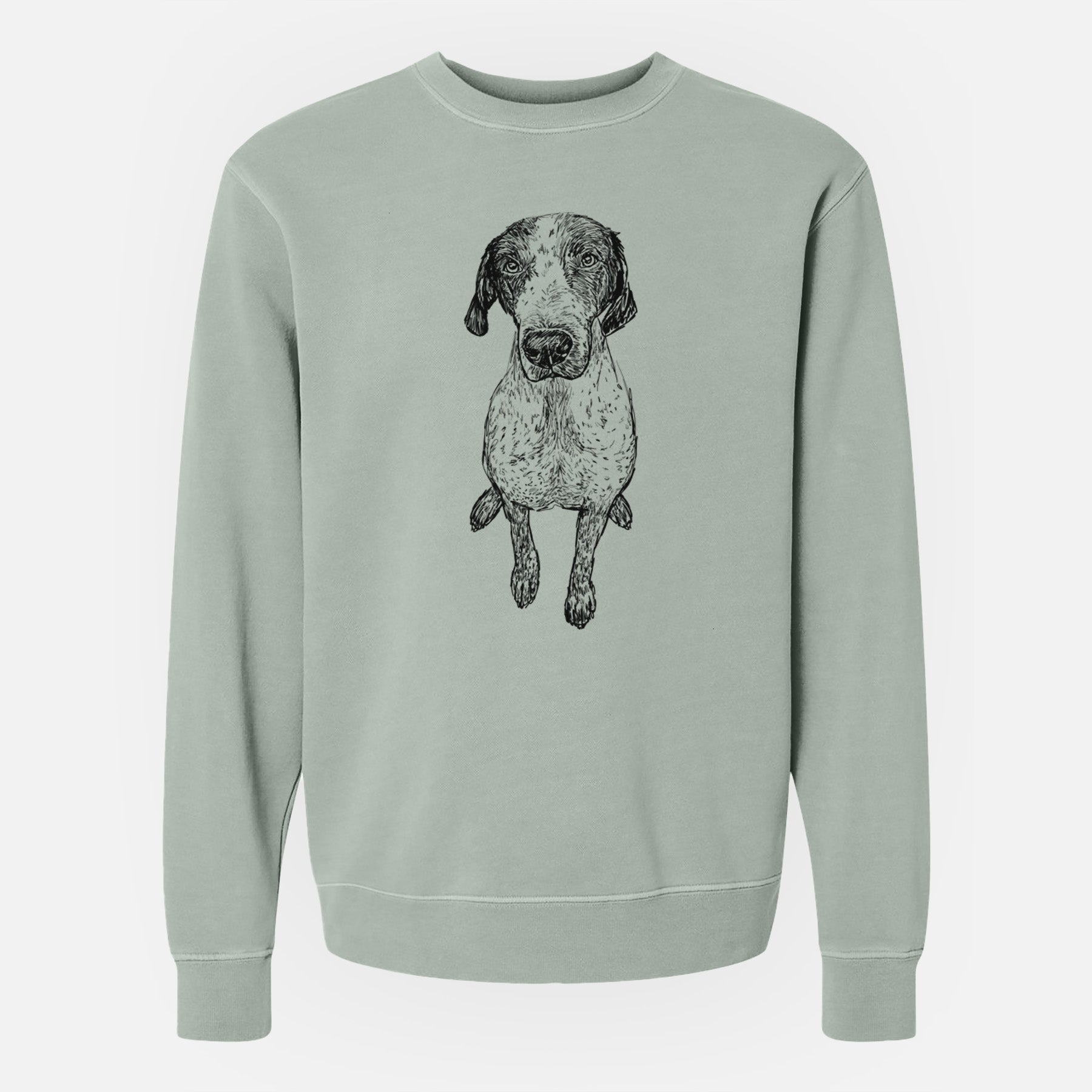 Doodled Mowgli the German Shorthaired Pointer - Unisex Pigment Dyed Crew Sweatshirt