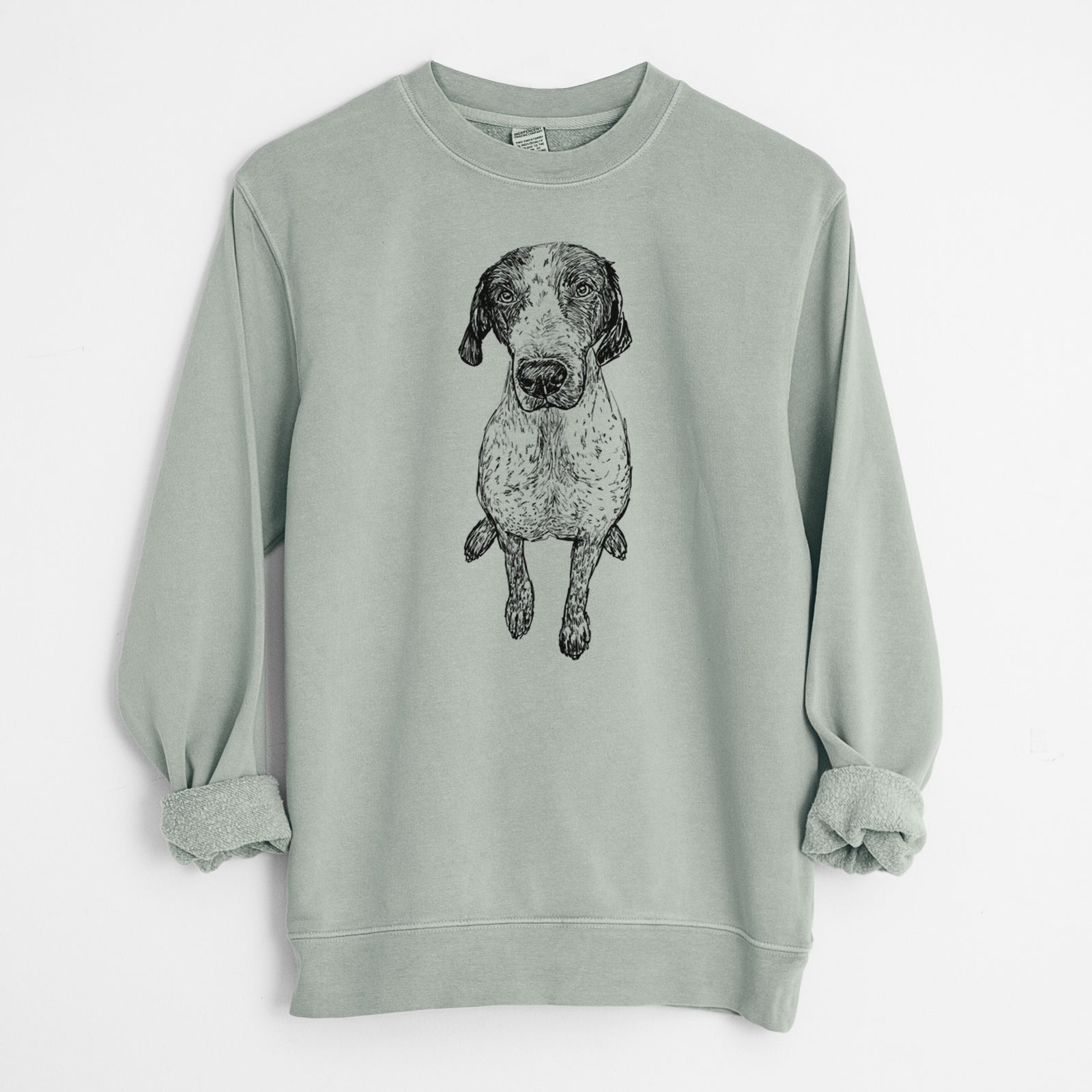 Doodled Mowgli the German Shorthaired Pointer - Unisex Pigment Dyed Crew Sweatshirt