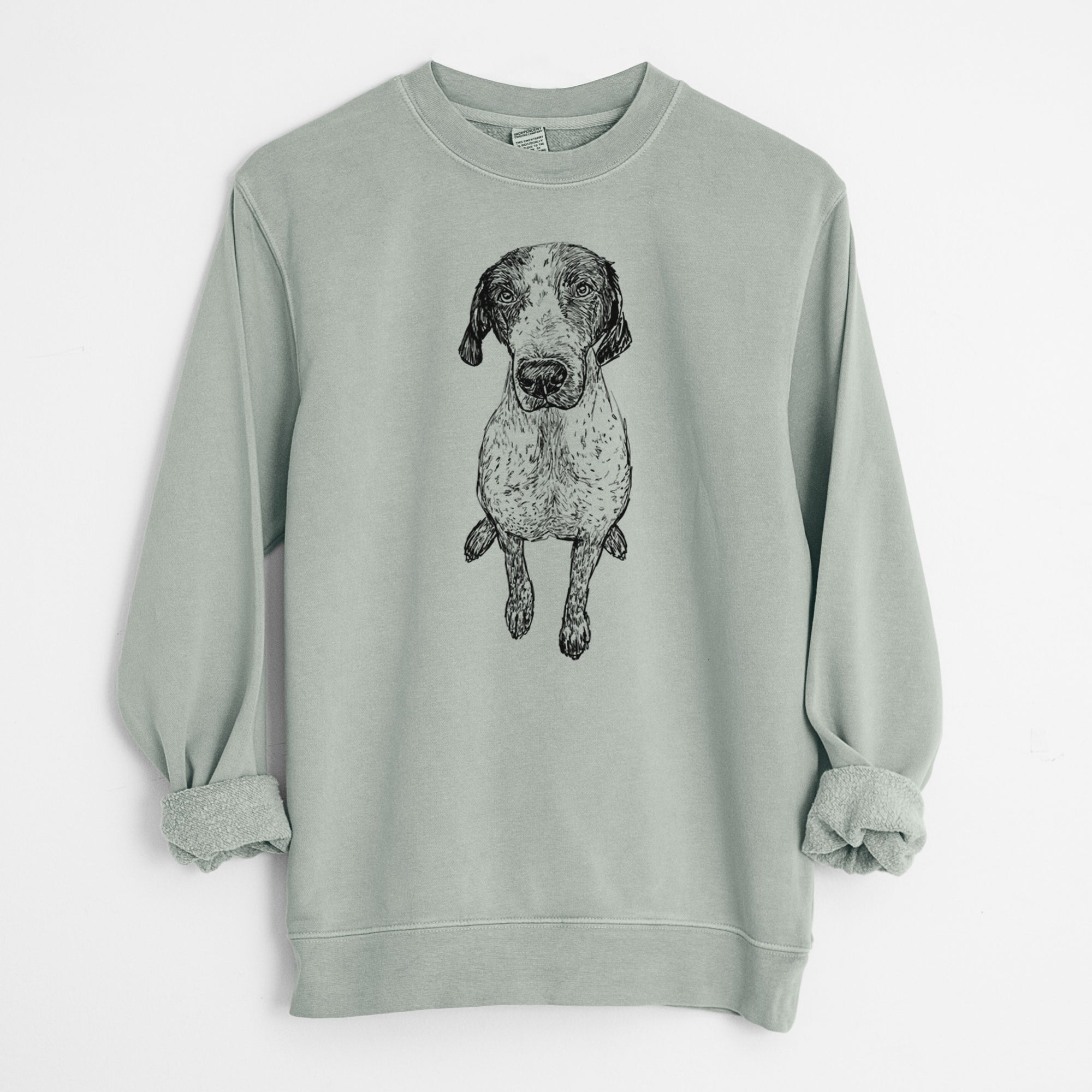 Doodled Mowgli the German Shorthaired Pointer - Unisex Pigment Dyed Crew Sweatshirt