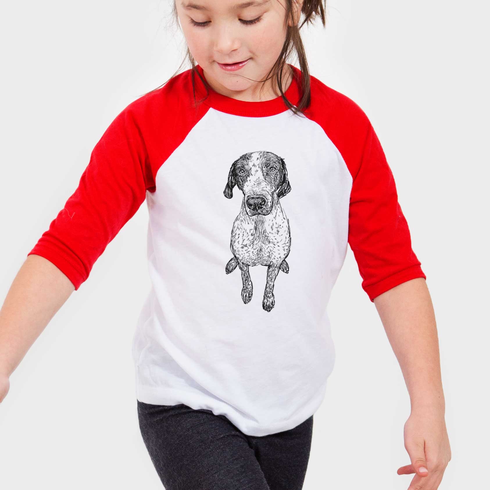 Doodled Mowgli the German Shorthaired Pointer - Youth 3/4 Long Sleeve