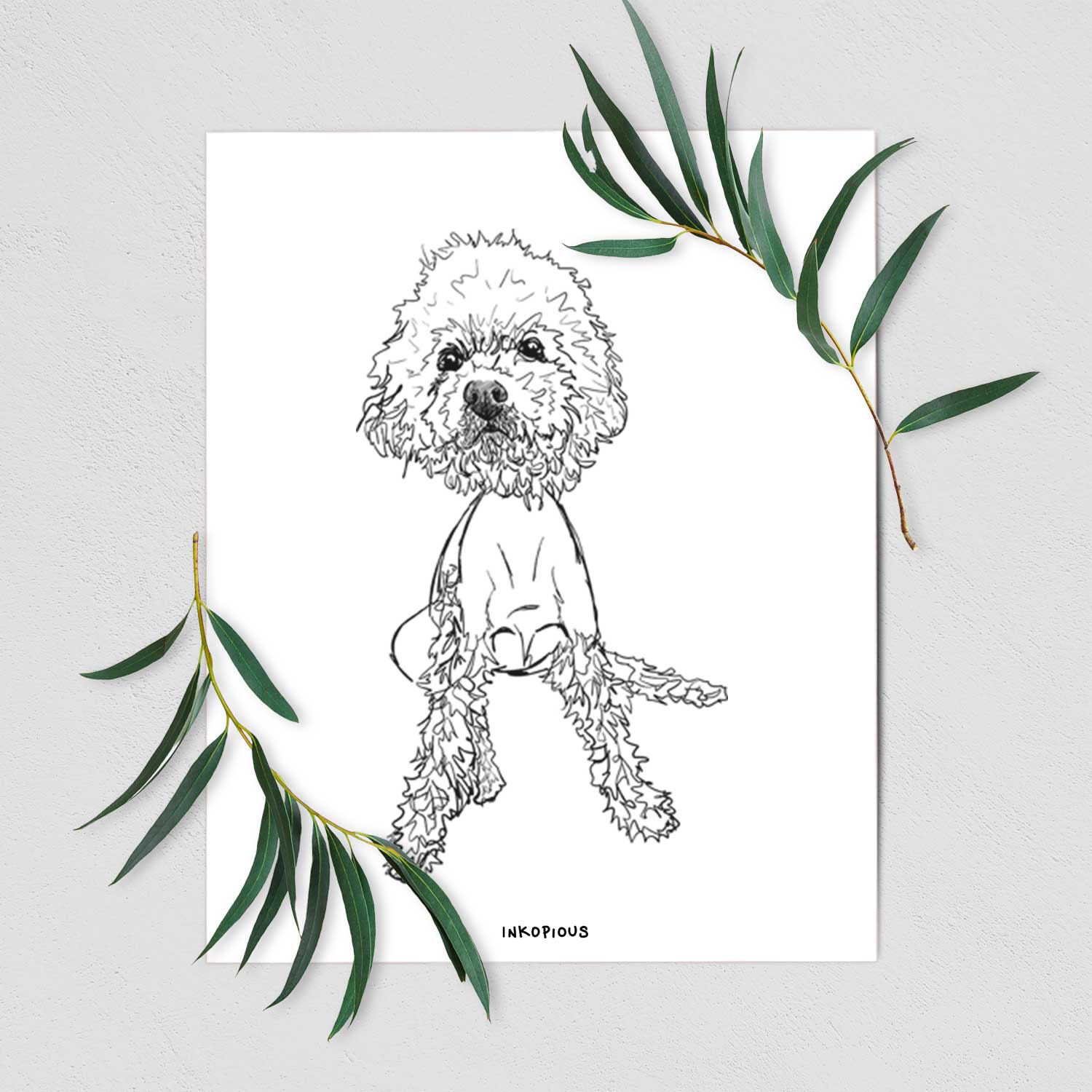 Doodled Muffin the Poodle Mix Art Print