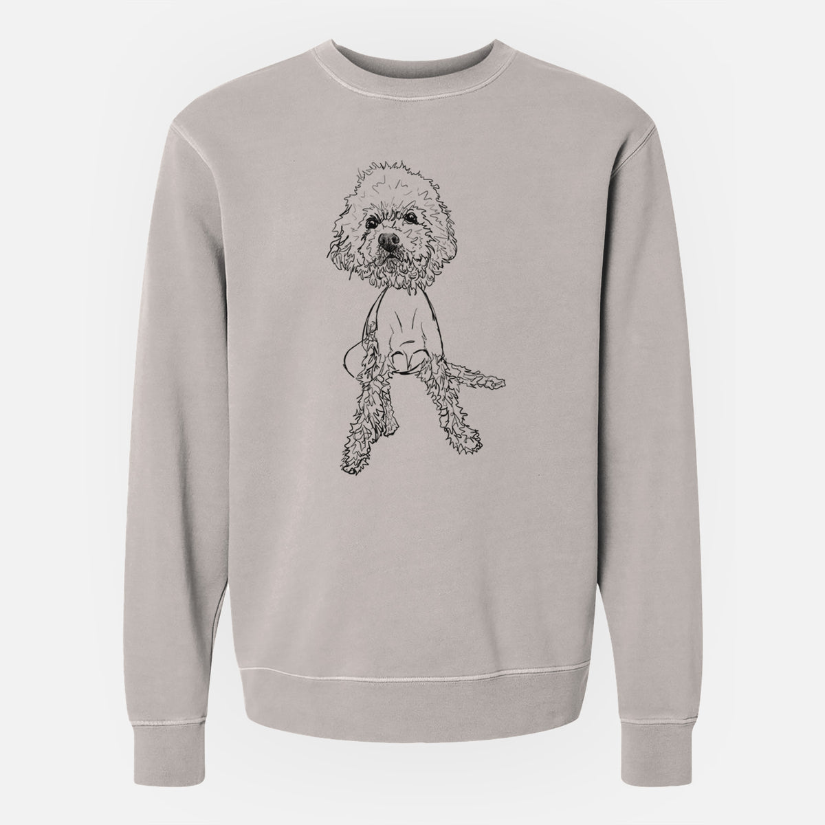 Doodled Muffin the Poodle Mix - Unisex Pigment Dyed Crew Sweatshirt