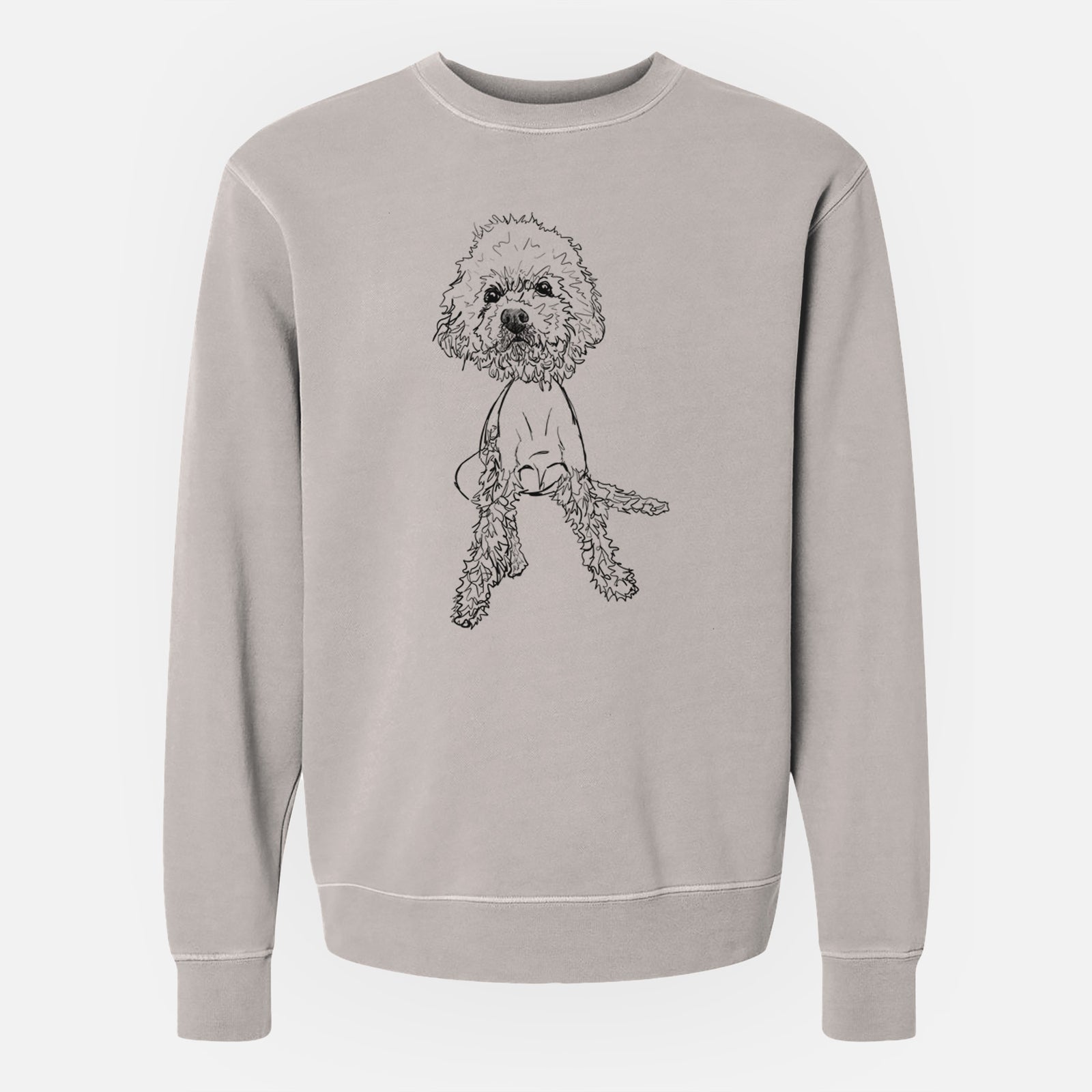 Doodled Muffin the Poodle Mix - Unisex Pigment Dyed Crew Sweatshirt