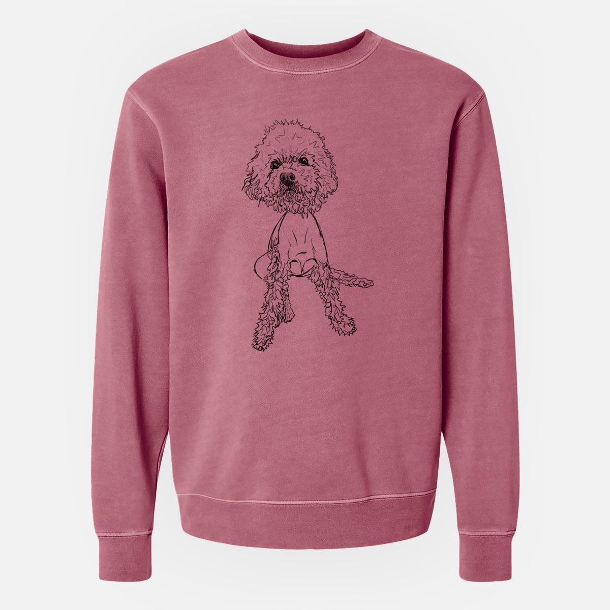 Doodled Muffin the Poodle Mix - Unisex Pigment Dyed Crew Sweatshirt