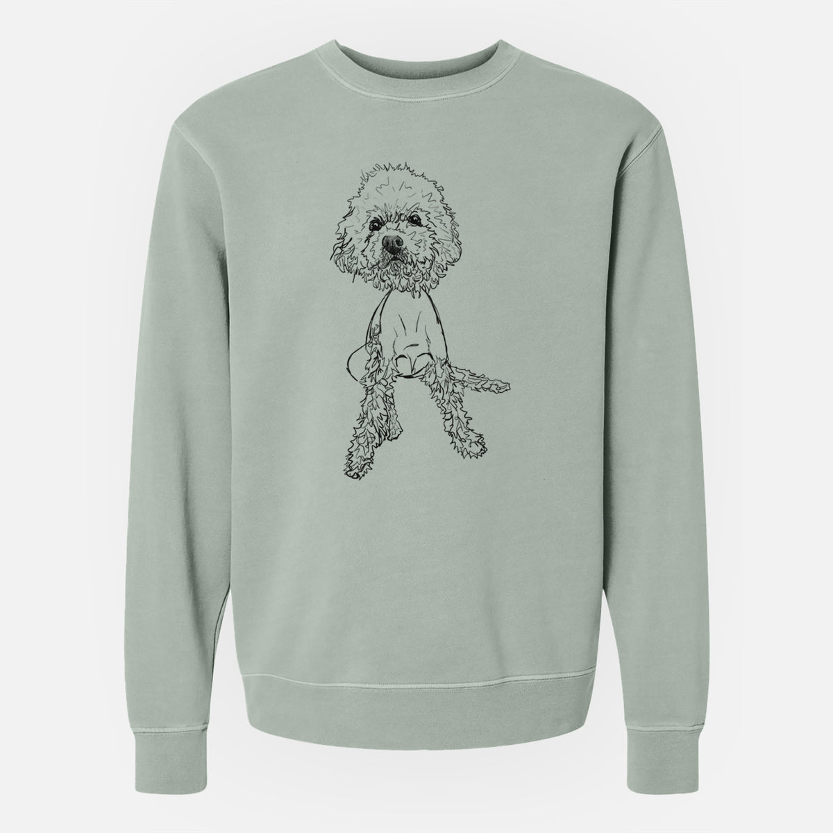 Doodled Muffin the Poodle Mix - Unisex Pigment Dyed Crew Sweatshirt