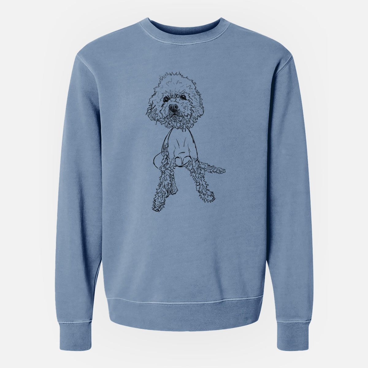 Doodled Muffin the Poodle Mix - Unisex Pigment Dyed Crew Sweatshirt