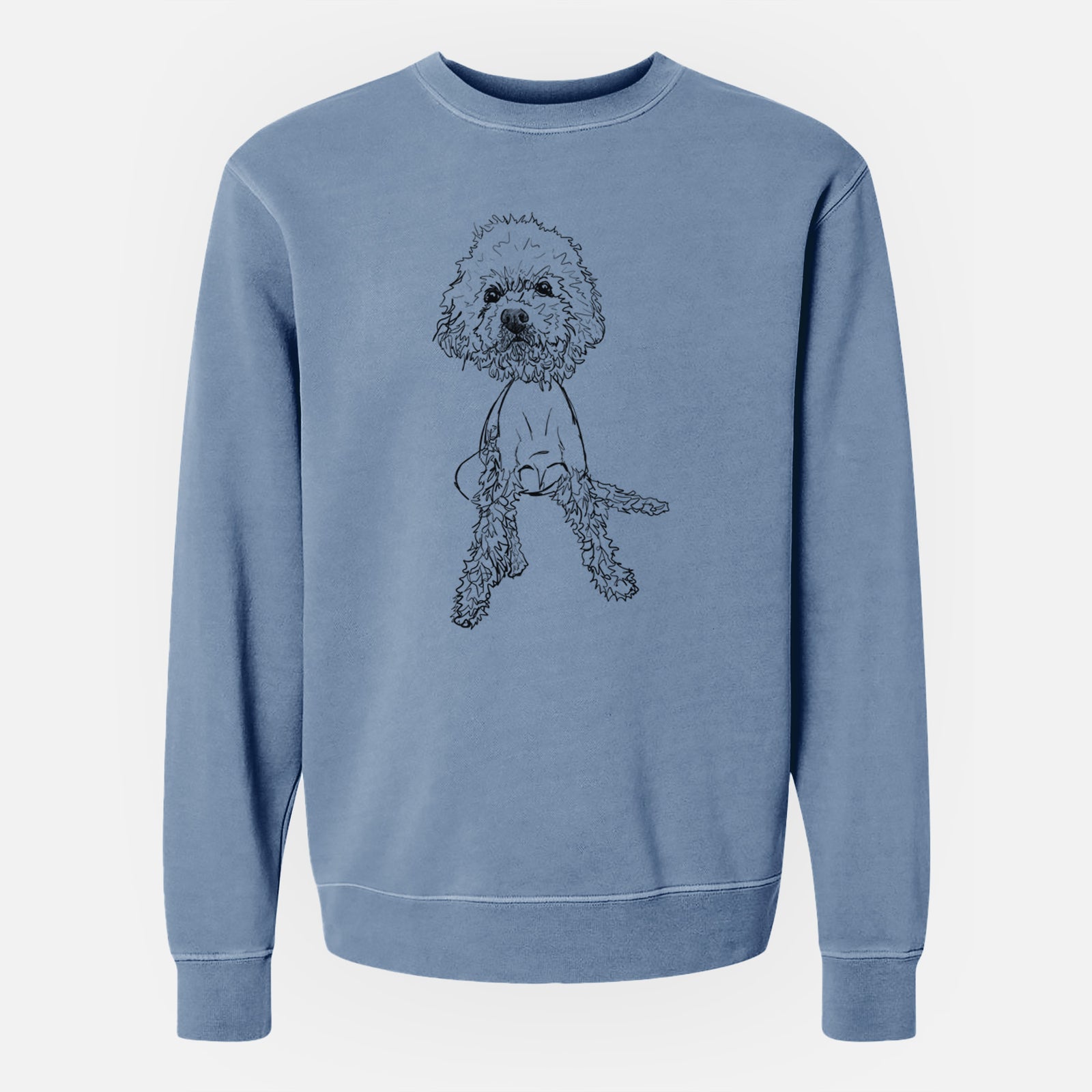 Doodled Muffin the Poodle Mix - Unisex Pigment Dyed Crew Sweatshirt