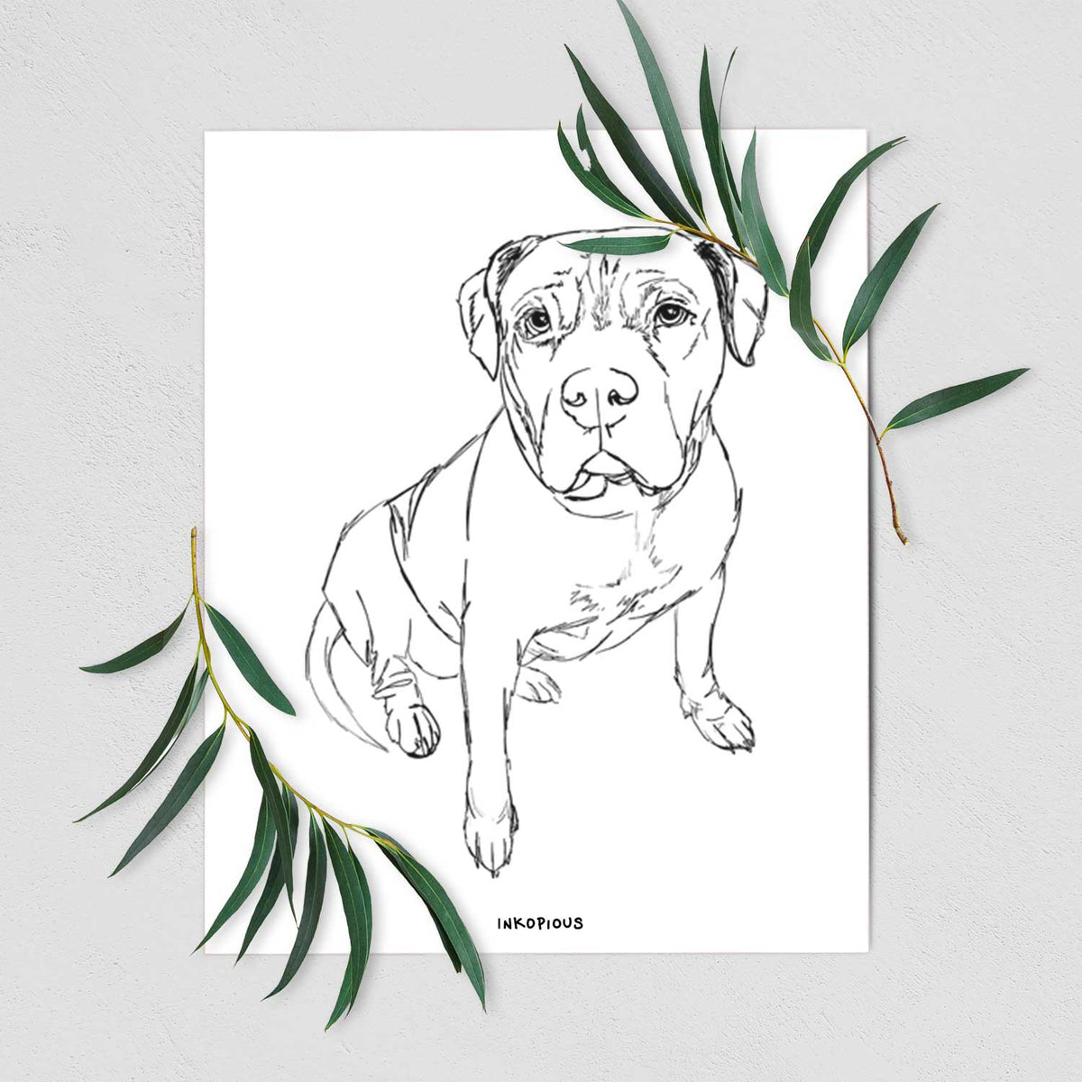 Doodled Murphy the Pitbull Art Print