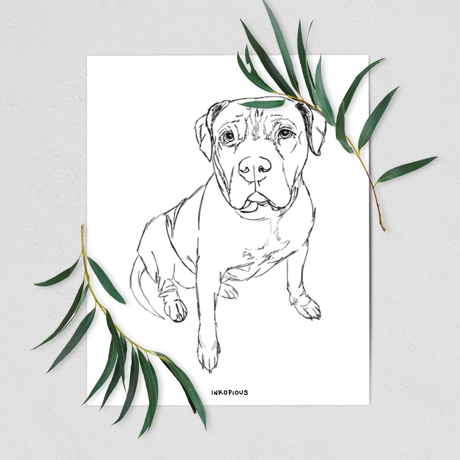 Doodled Murphy the Pitbull Art Print