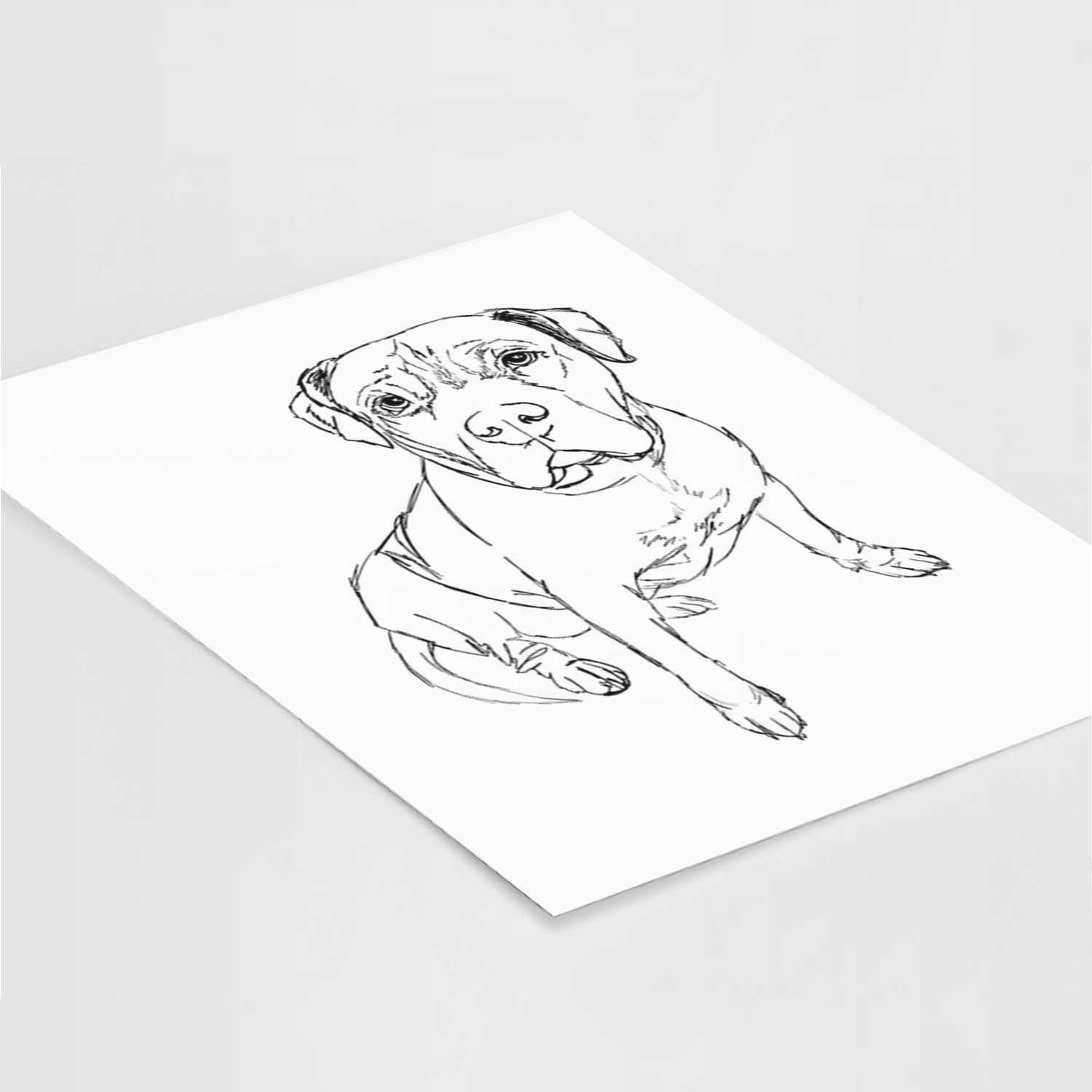 Doodled Murphy the Pitbull Art Print