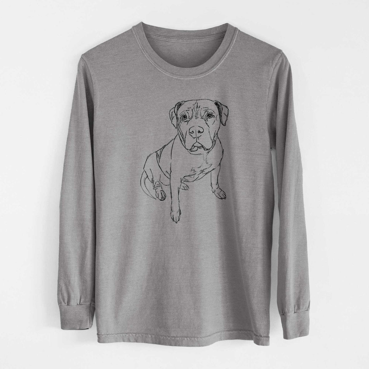 Doodled Murphy the Pitbull - Heavyweight 100% Cotton Long Sleeve