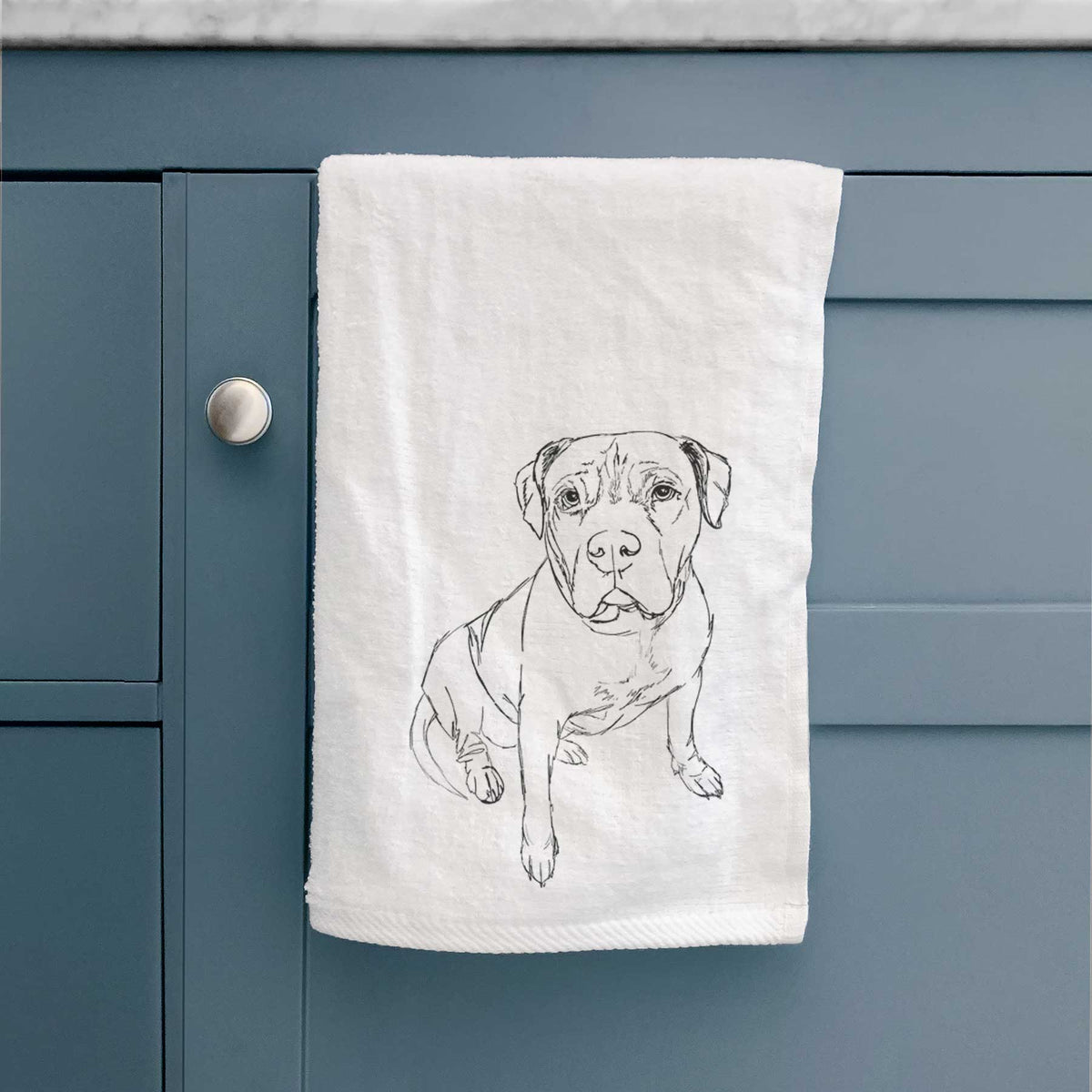 Doodled Murphy the Pitbull Decorative Hand Towel