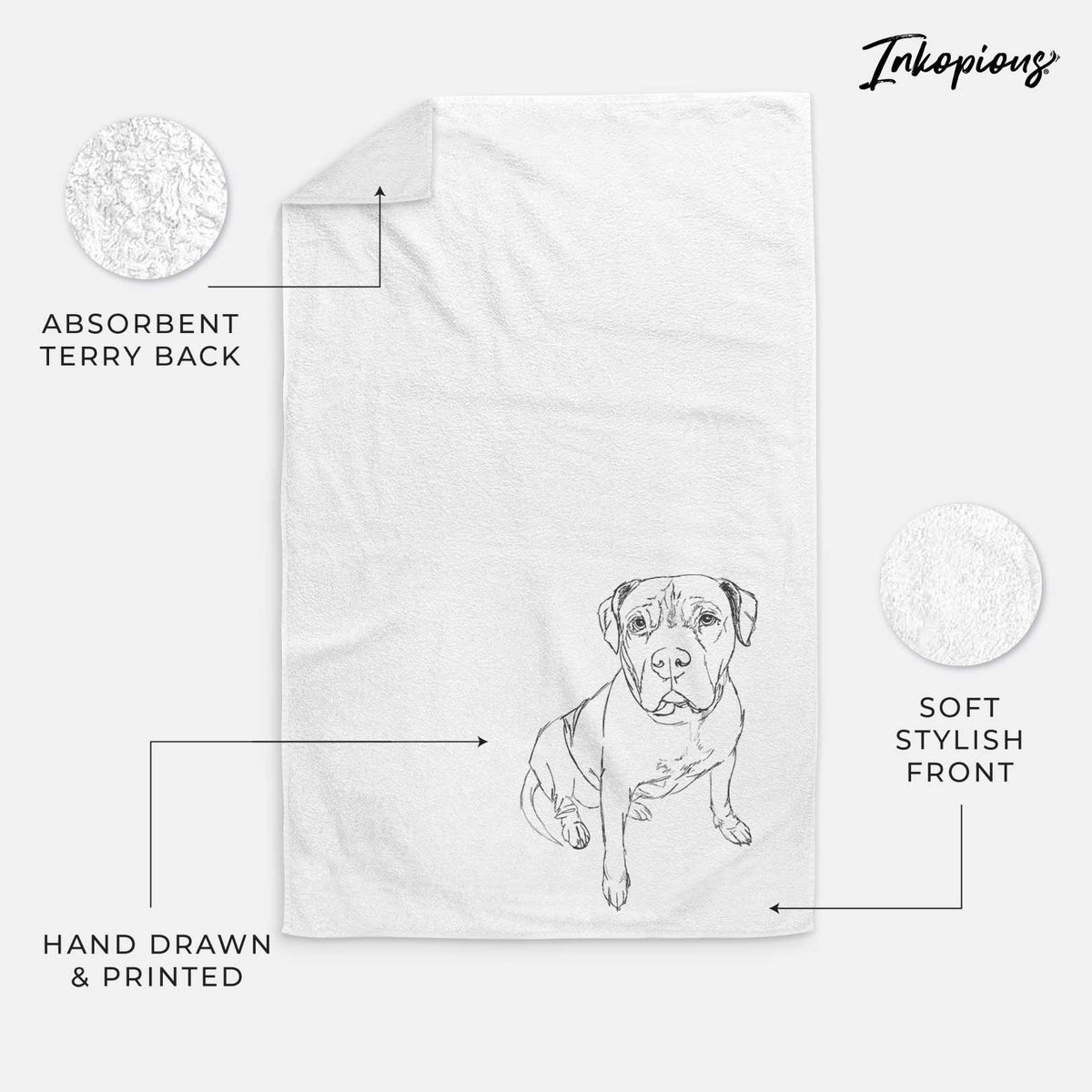 Doodled Murphy the Pitbull Decorative Hand Towel