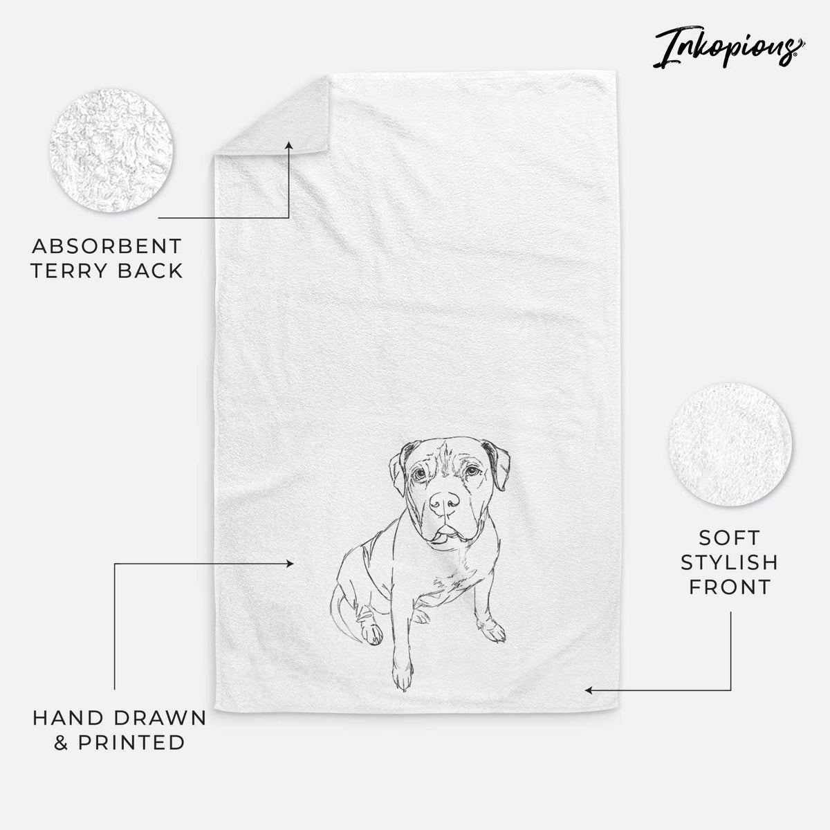 Doodled Murphy the Pitbull Decorative Hand Towel