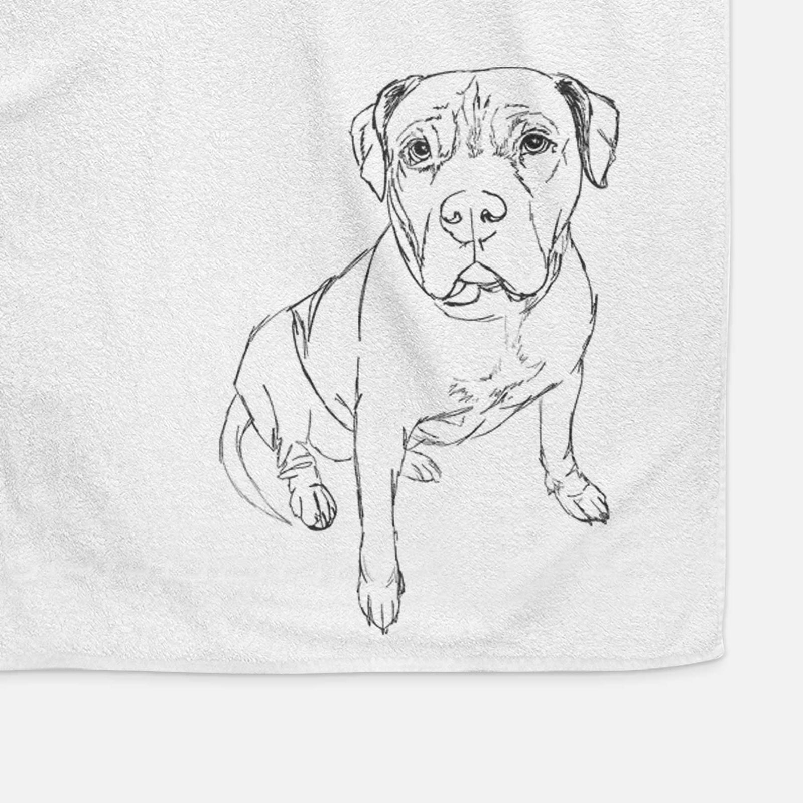 Doodled Murphy the Pitbull Decorative Hand Towel