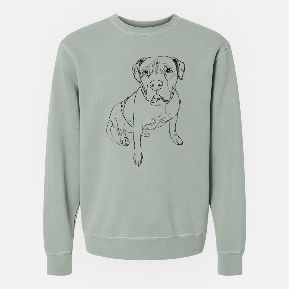 Doodled Murphy the Pitbull - Unisex Pigment Dyed Crew Sweatshirt