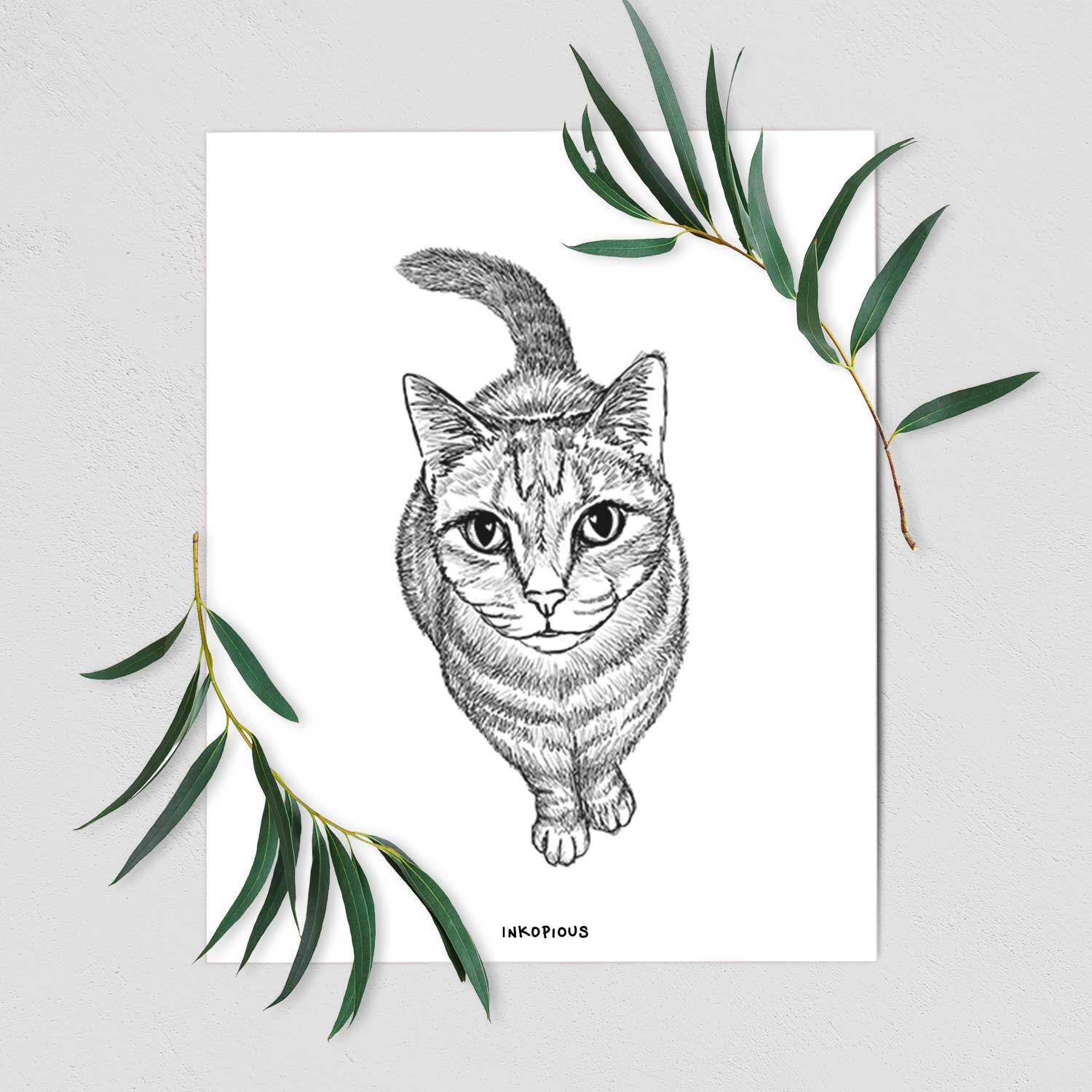 Doodled Nahla the Tabby Cat Art Print