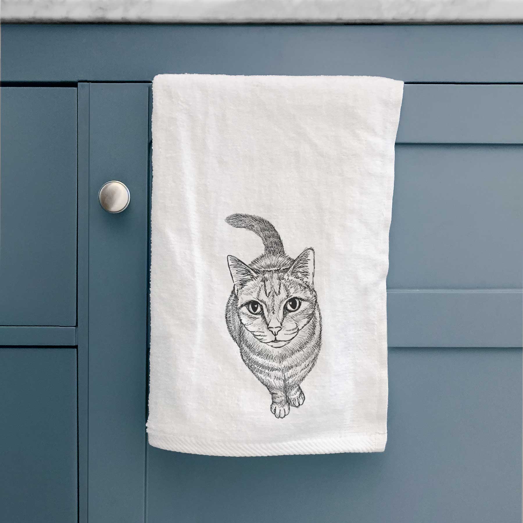 Doodled Nahla the Tabby Cat Decorative Hand Towel