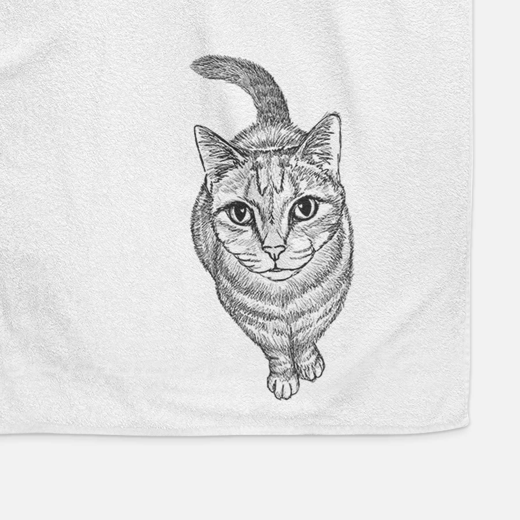 Doodled Nahla the Tabby Cat Decorative Hand Towel