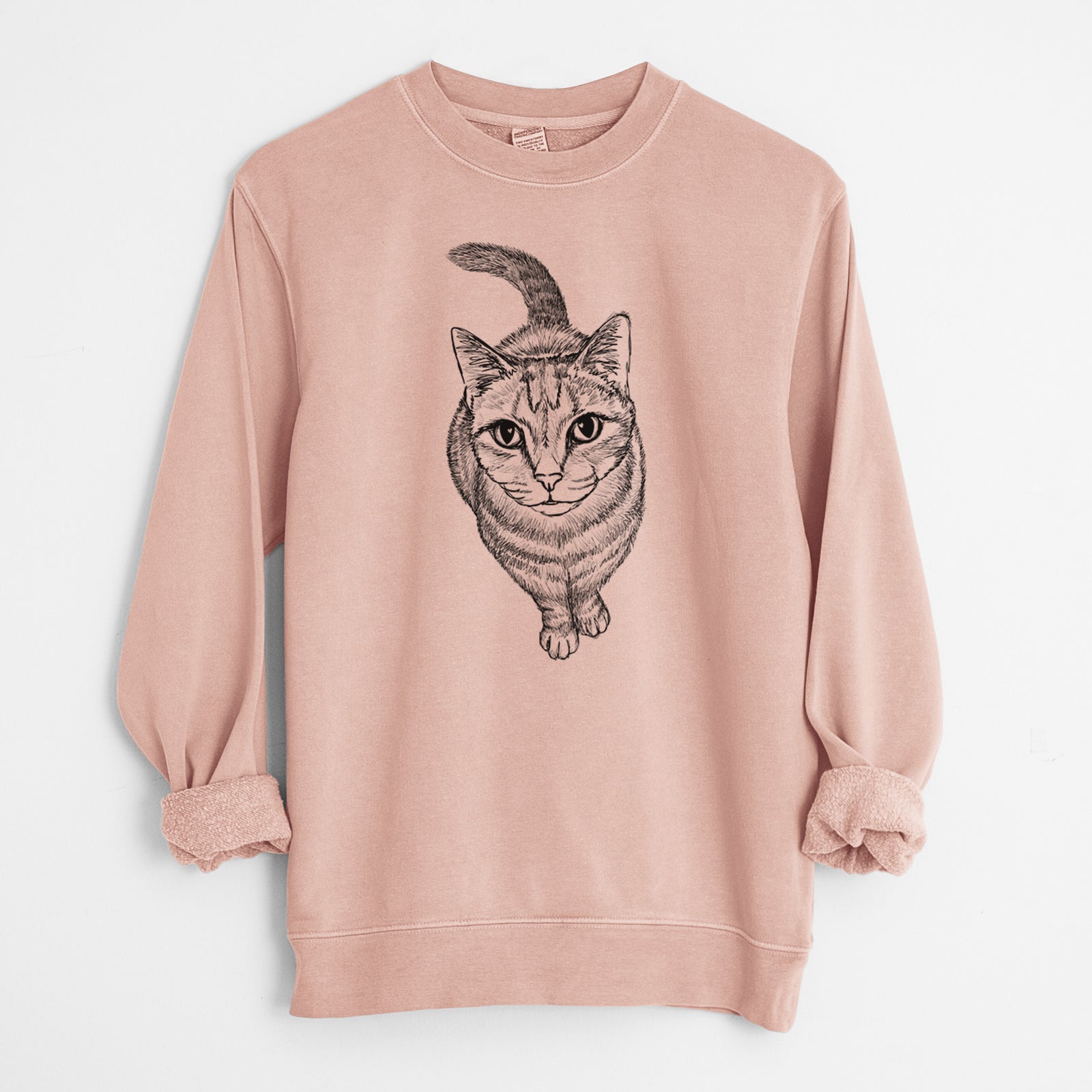 Doodled Nahla the Tabby Cat - Unisex Pigment Dyed Crew Sweatshirt